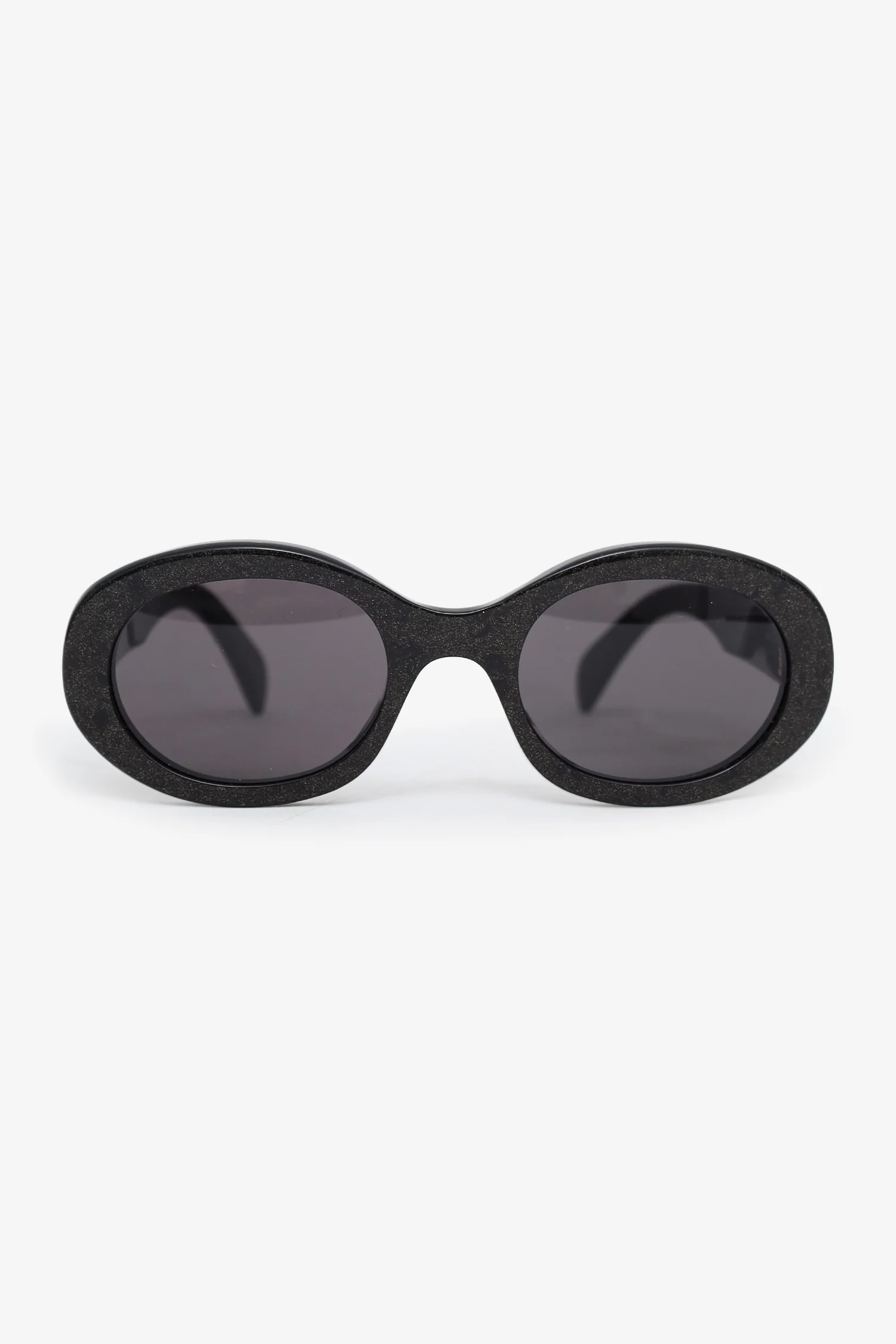 Celine Black Glitter Round Frame Sunglasses