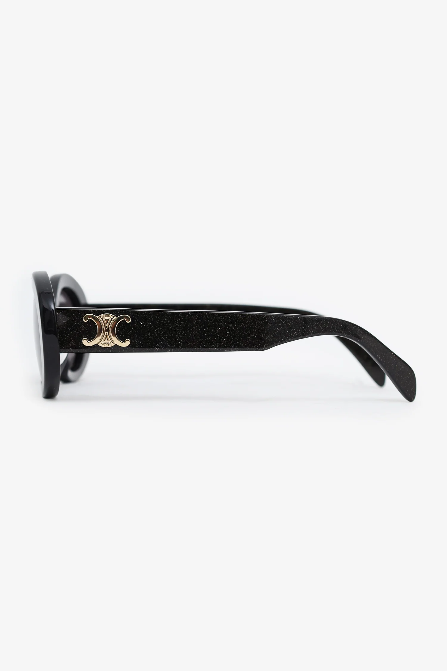 Celine Black Glitter Round Frame Sunglasses
