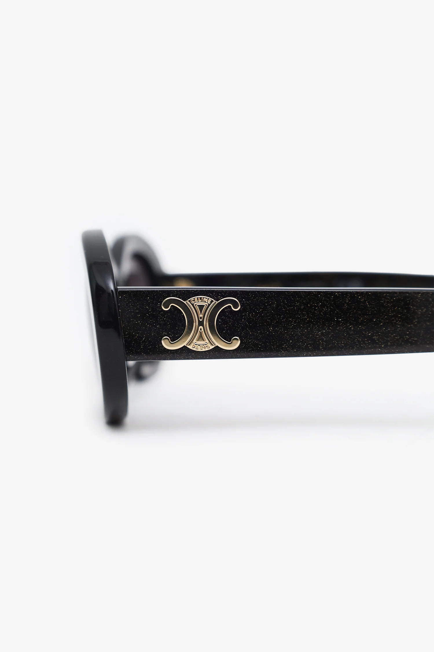 Celine Black Glitter Round Frame Sunglasses