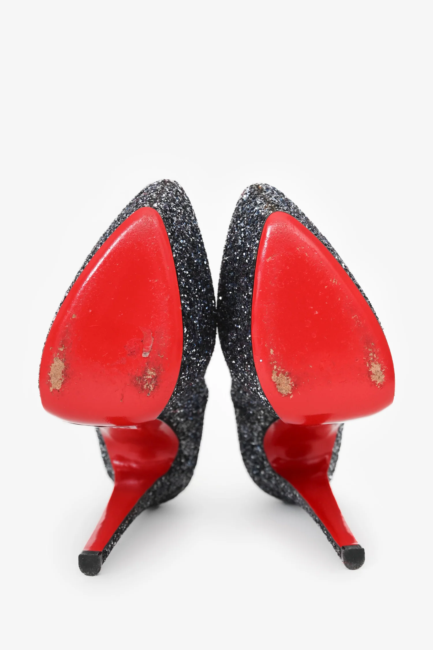 Christian Louboutin Grey Glittered Platform Heels Size 36