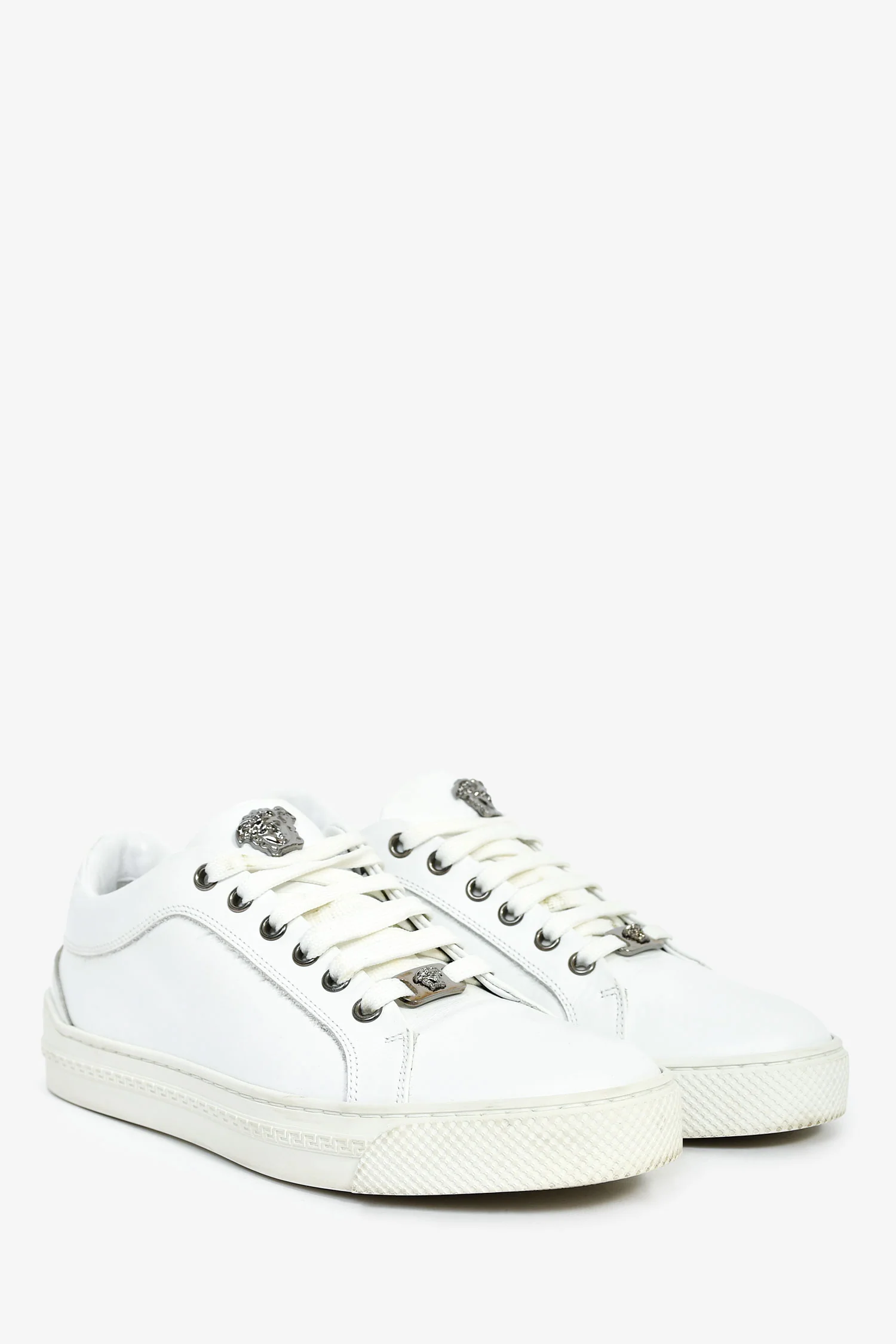 Versace White Leather Medusa Sneakers Size 38 Mens