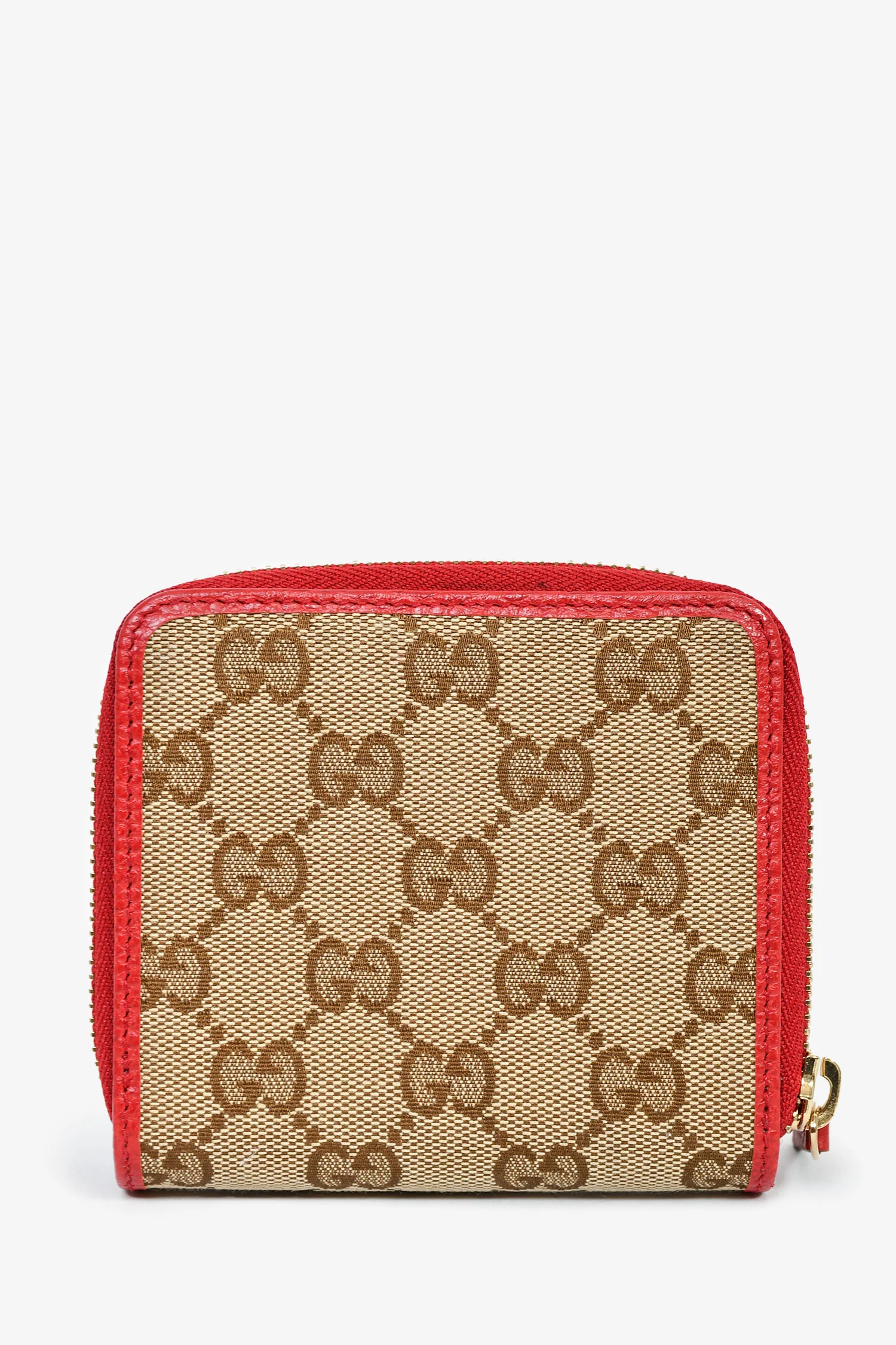 Gucci GG Supreme Canvas/Red Leather Compact Wallet