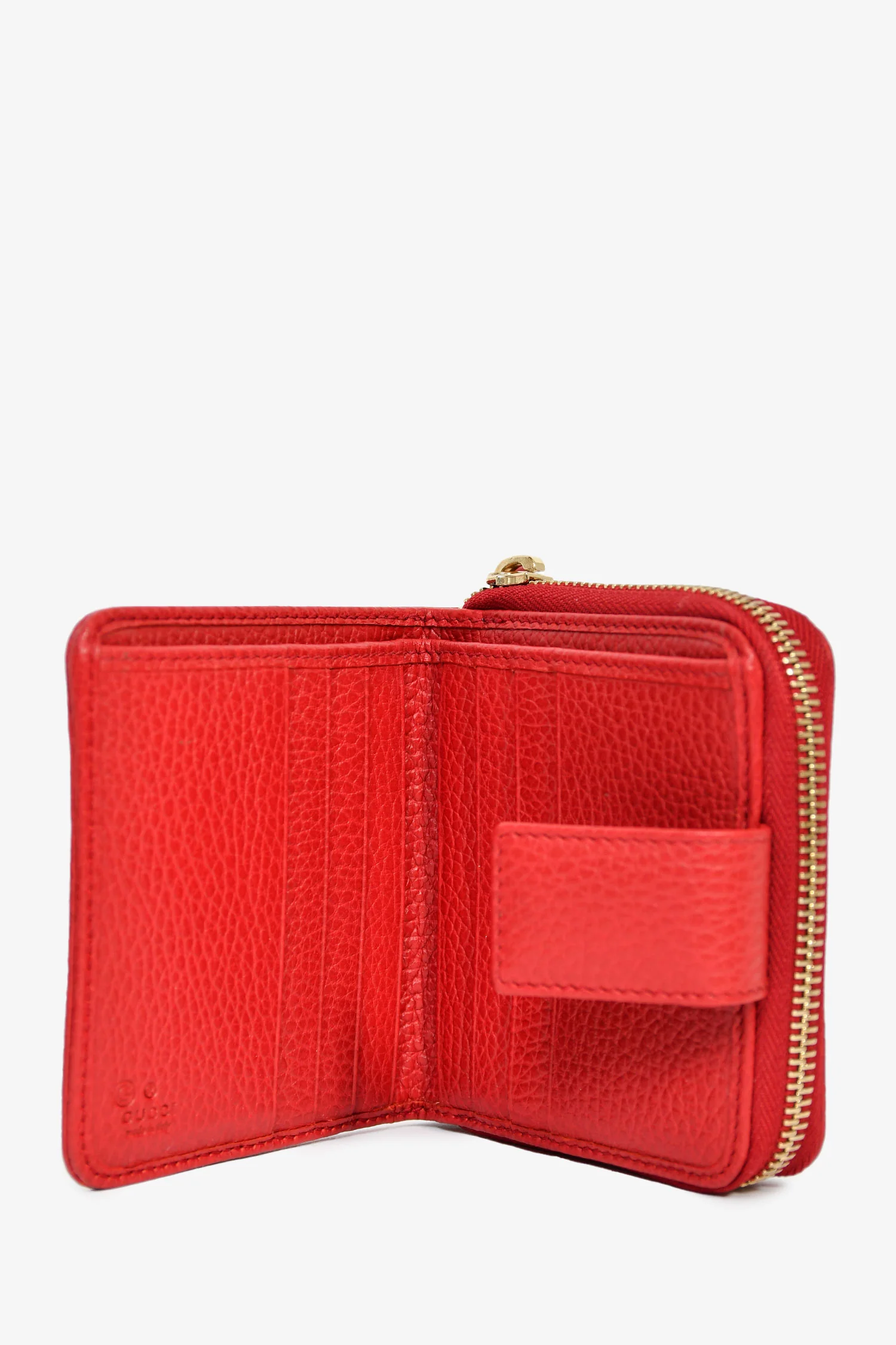 Gucci GG Supreme Canvas/Red Leather Compact Wallet