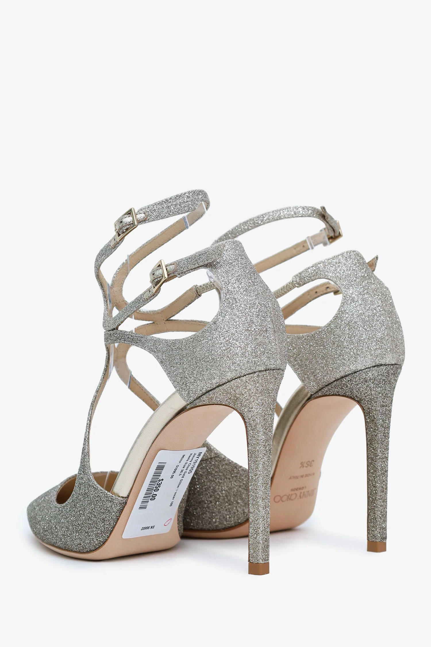 Jimmy Choo Gold Glitter Lancer 100 Heels Size 36.5