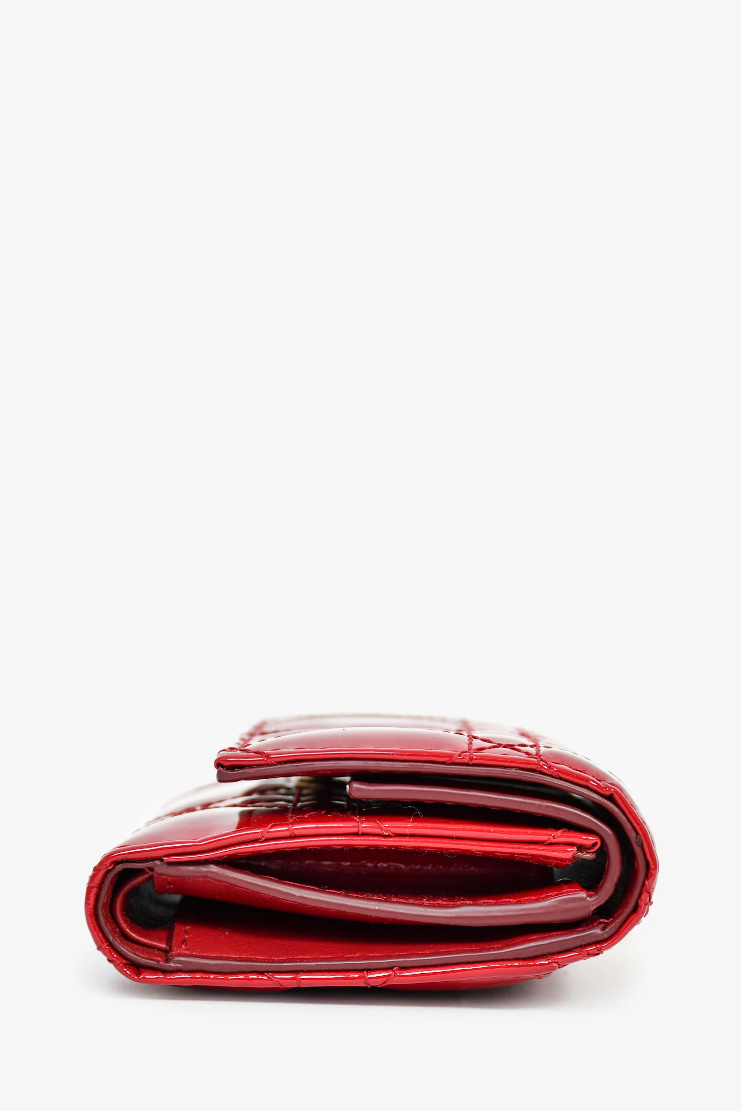 Christian Dior 2019 Red Patent Cannage Leather Lady Lotus Wallet