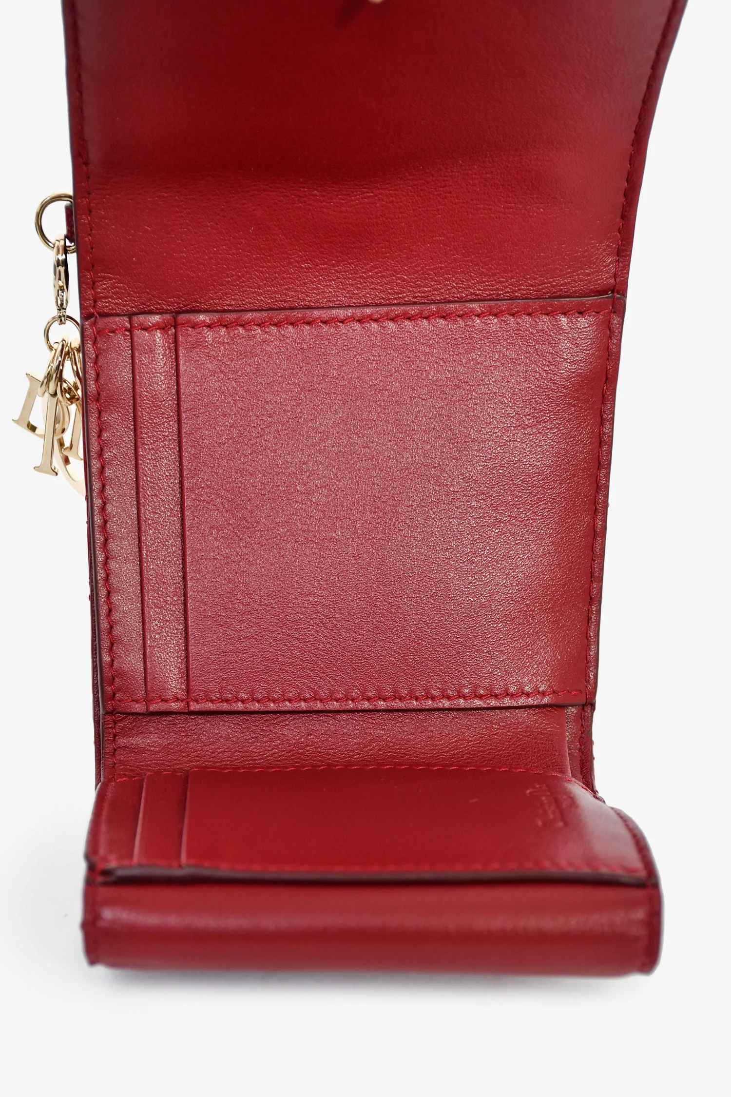 Christian Dior 2019 Red Patent Cannage Leather Lady Lotus Wallet