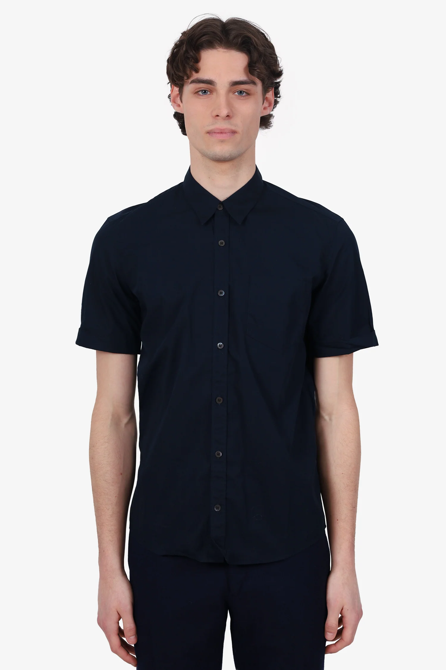Dries Van Noten Navy Short Sleeve Button Up Size 48 Mens