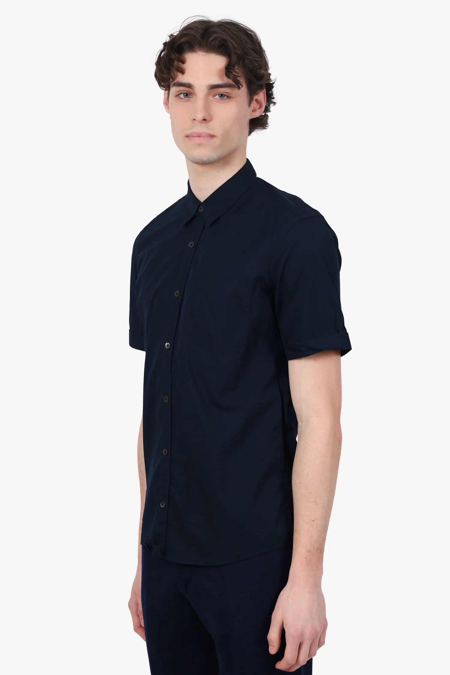 Dries Van Noten Navy Short Sleeve Button Up Size 48 Mens