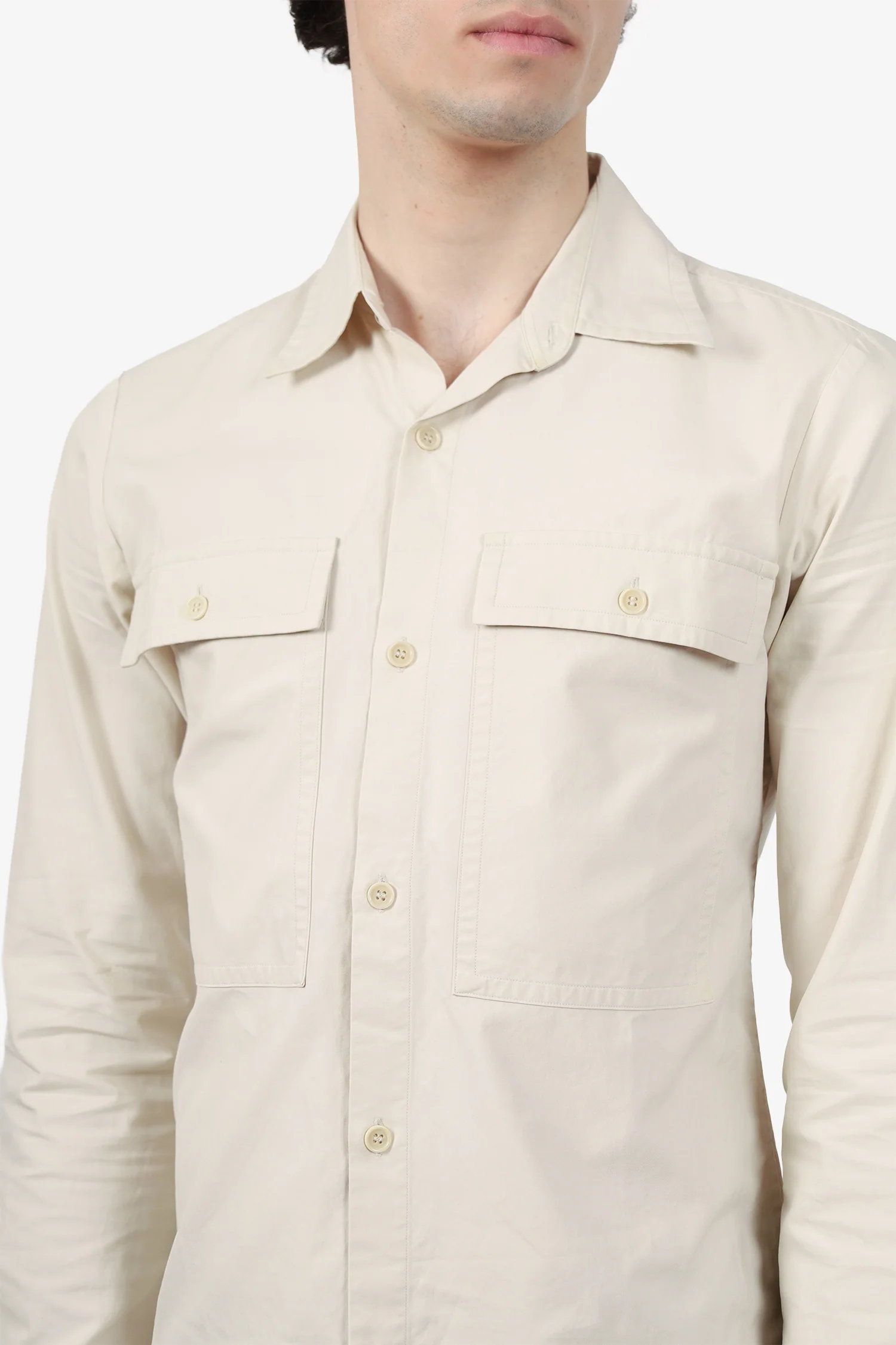 Dries Van Noten Beige Utility Button Up Shirt Size 48 Mens