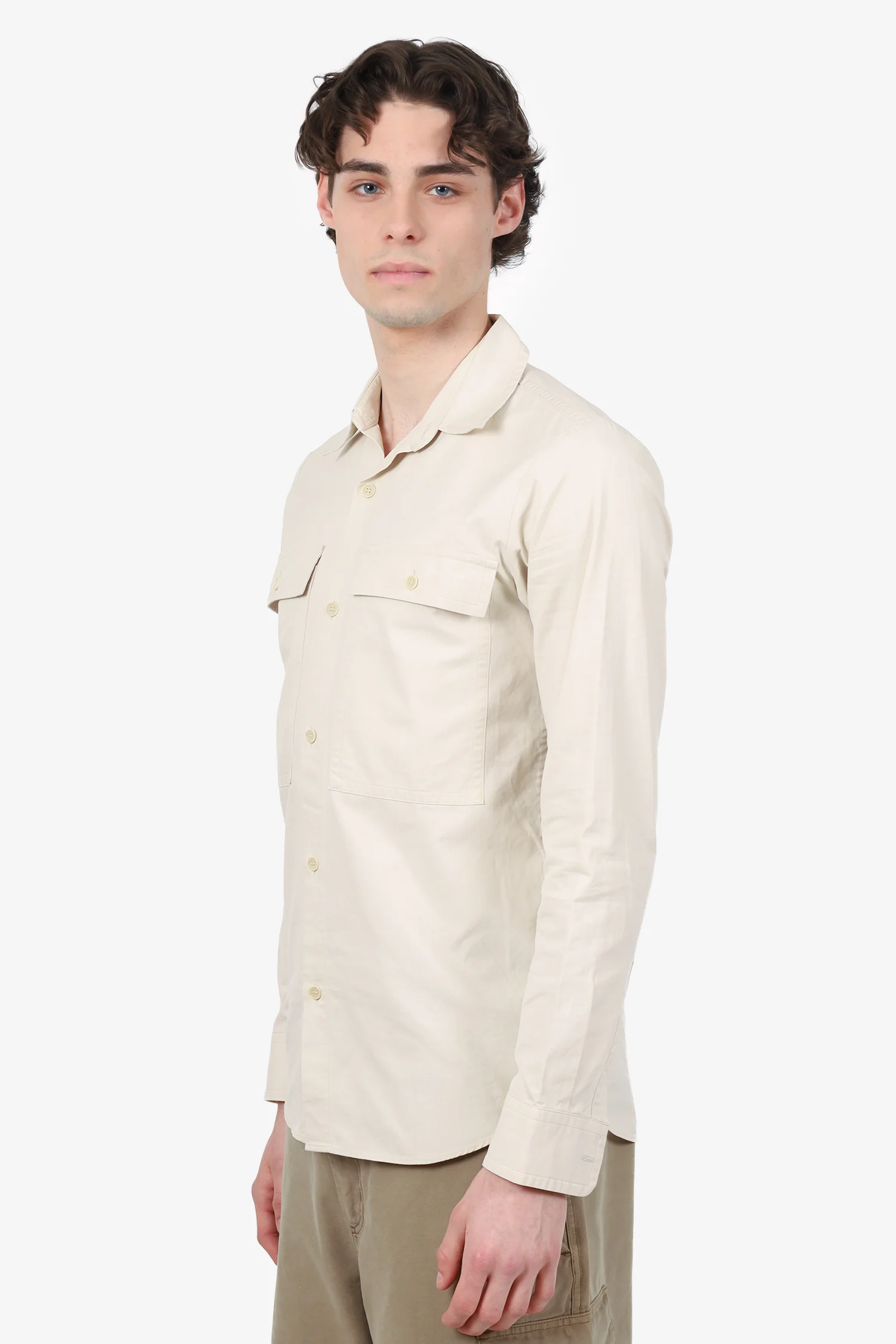 Dries Van Noten Beige Utility Button Up Shirt Size 48 Mens