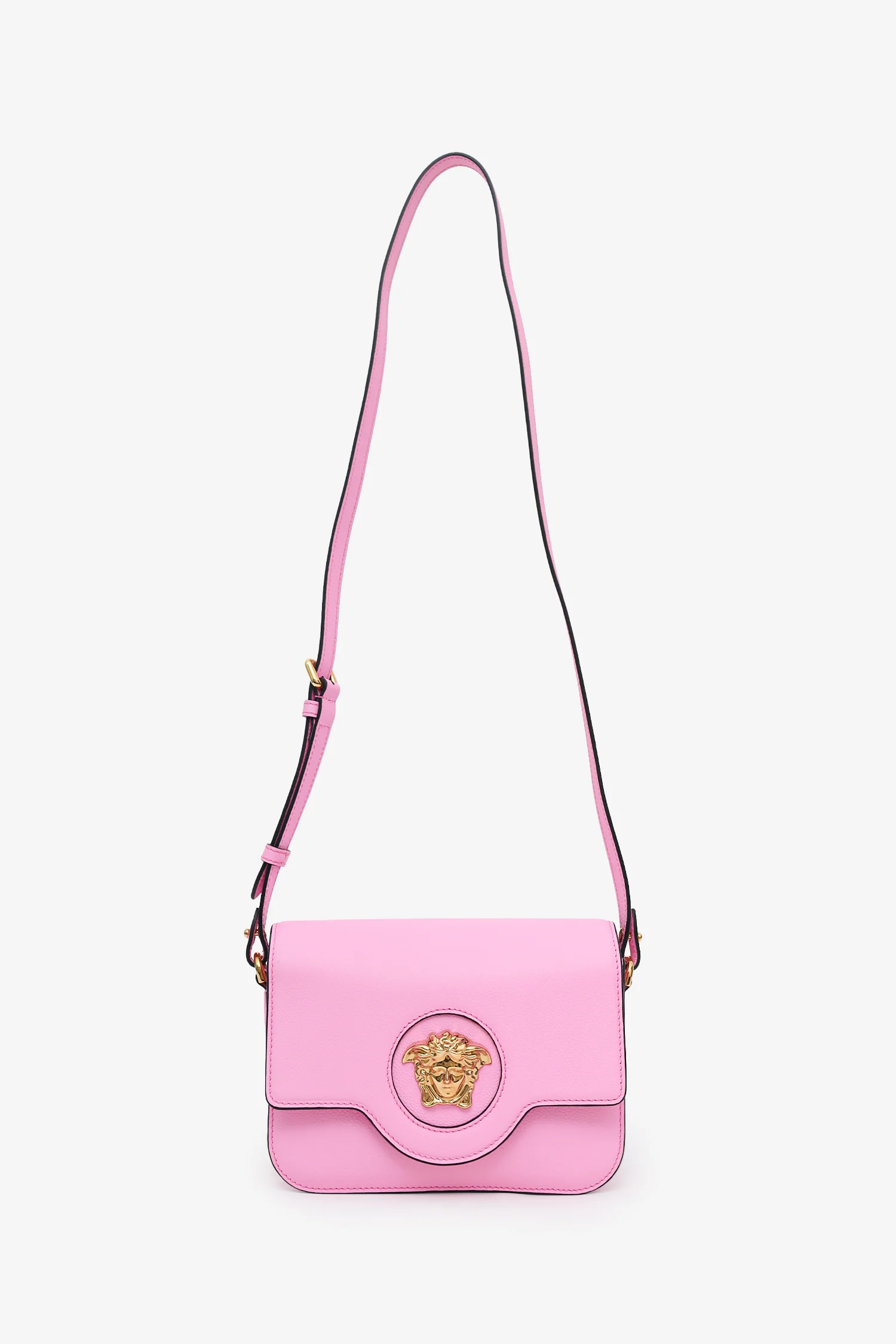 Versace Pink Grained Calfskin La Medusa Shoulder Bag