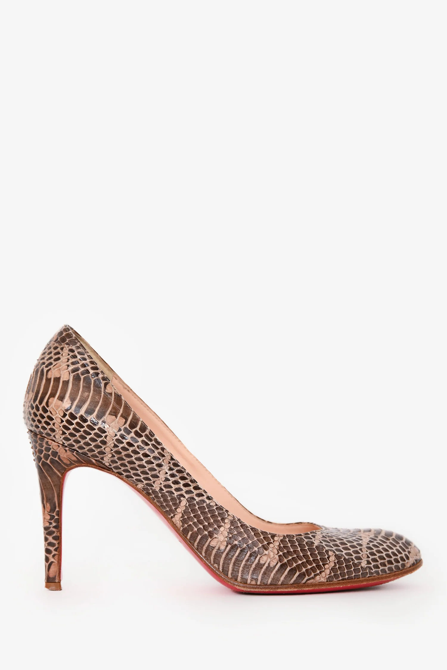 Christian Louboutin Brown Python Round Toe Pumps Size 37.5