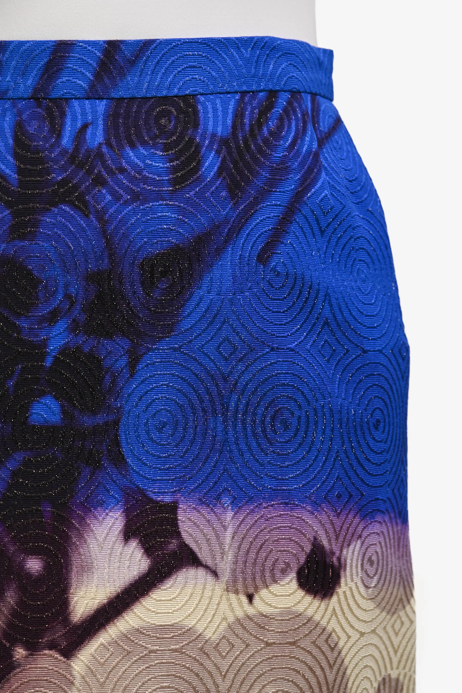 Dries Van Noten Blue/Purple Printed Pencil Skirt Size 40