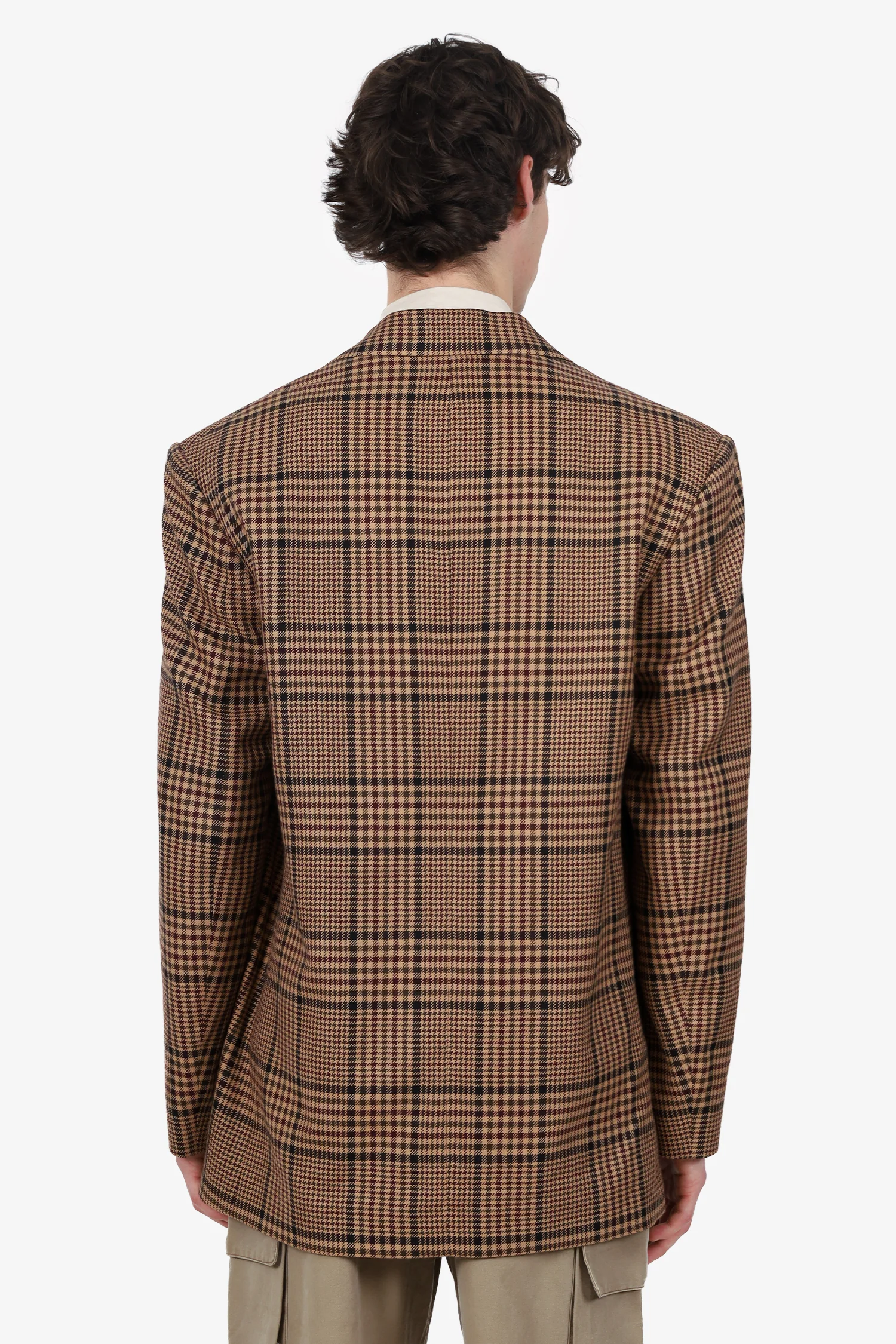 Dries Van Noten Brown Plaid Wool Oversized Blazer Size L Mens
