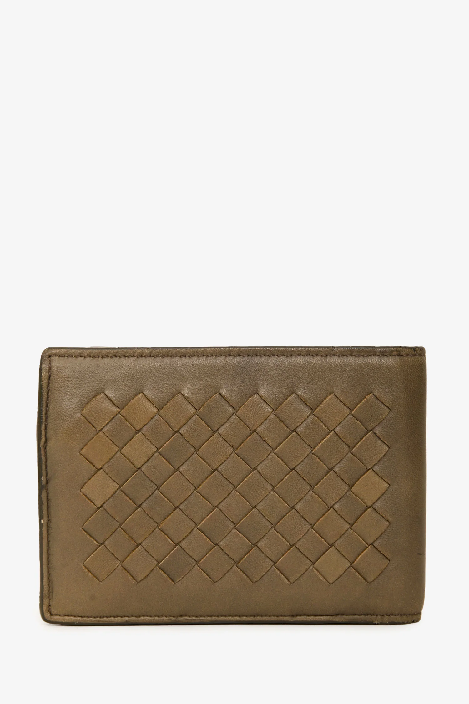 Bottega Veneta Beige Leather Intrecciato Bi-Fold Wallet