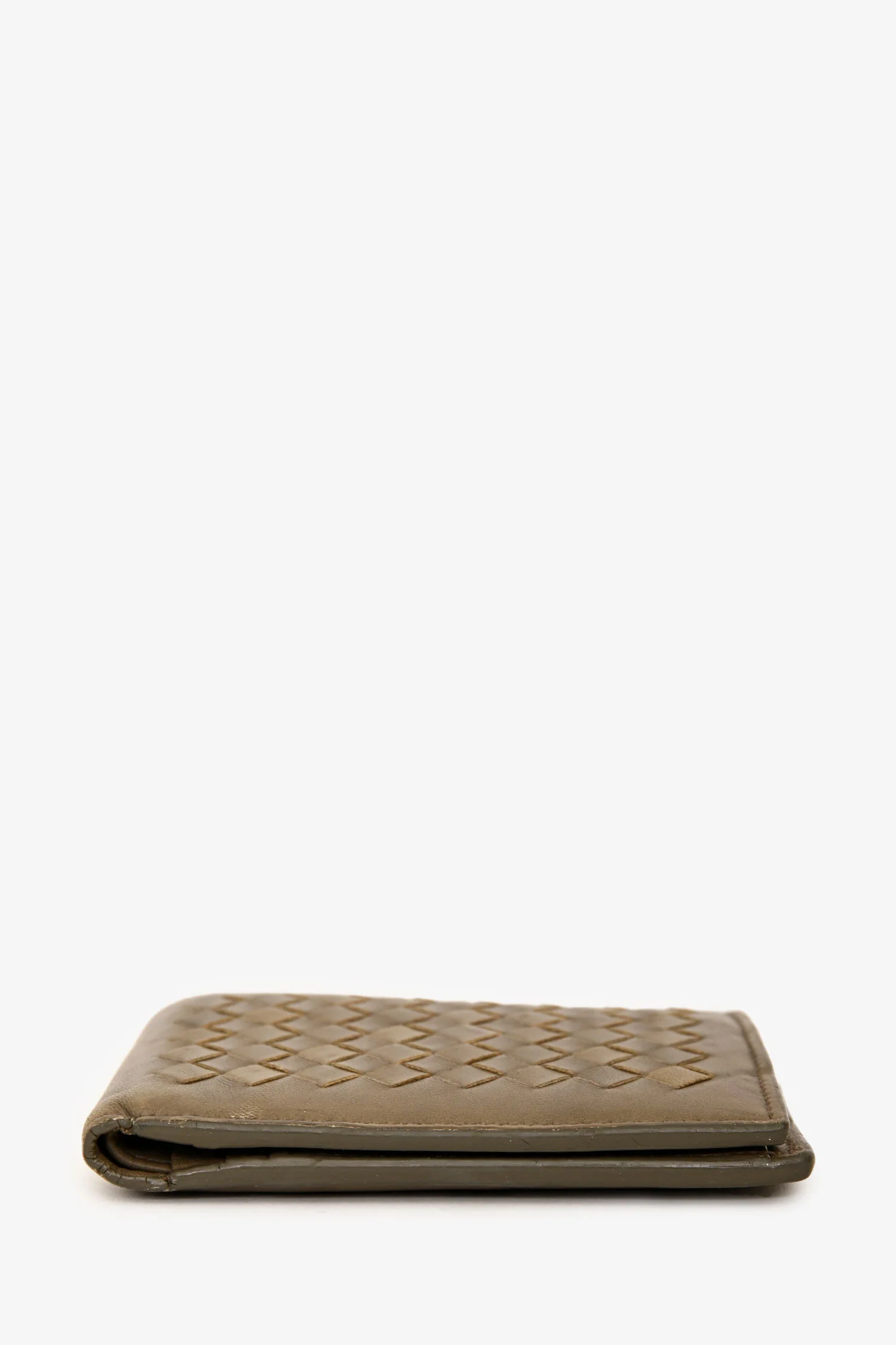 Bottega Veneta Beige Leather Intrecciato Bi-Fold Wallet