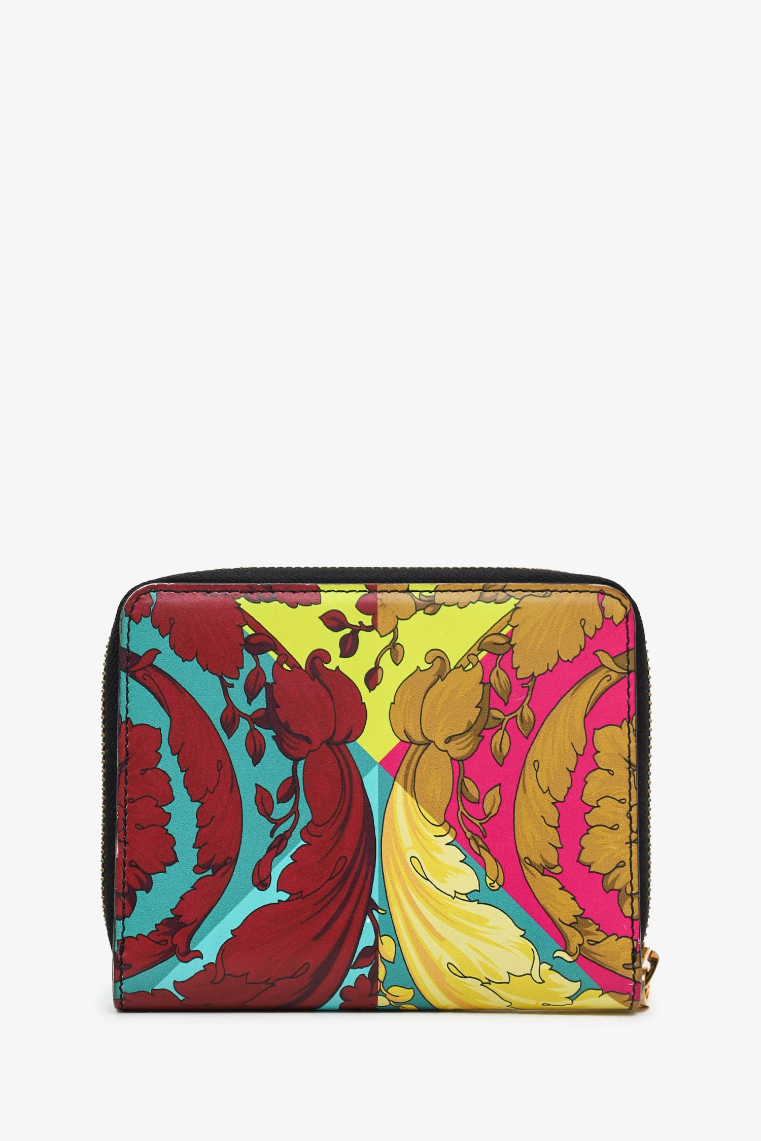 Versace Barocco Print GHW Leather Medusa Zip Wallet