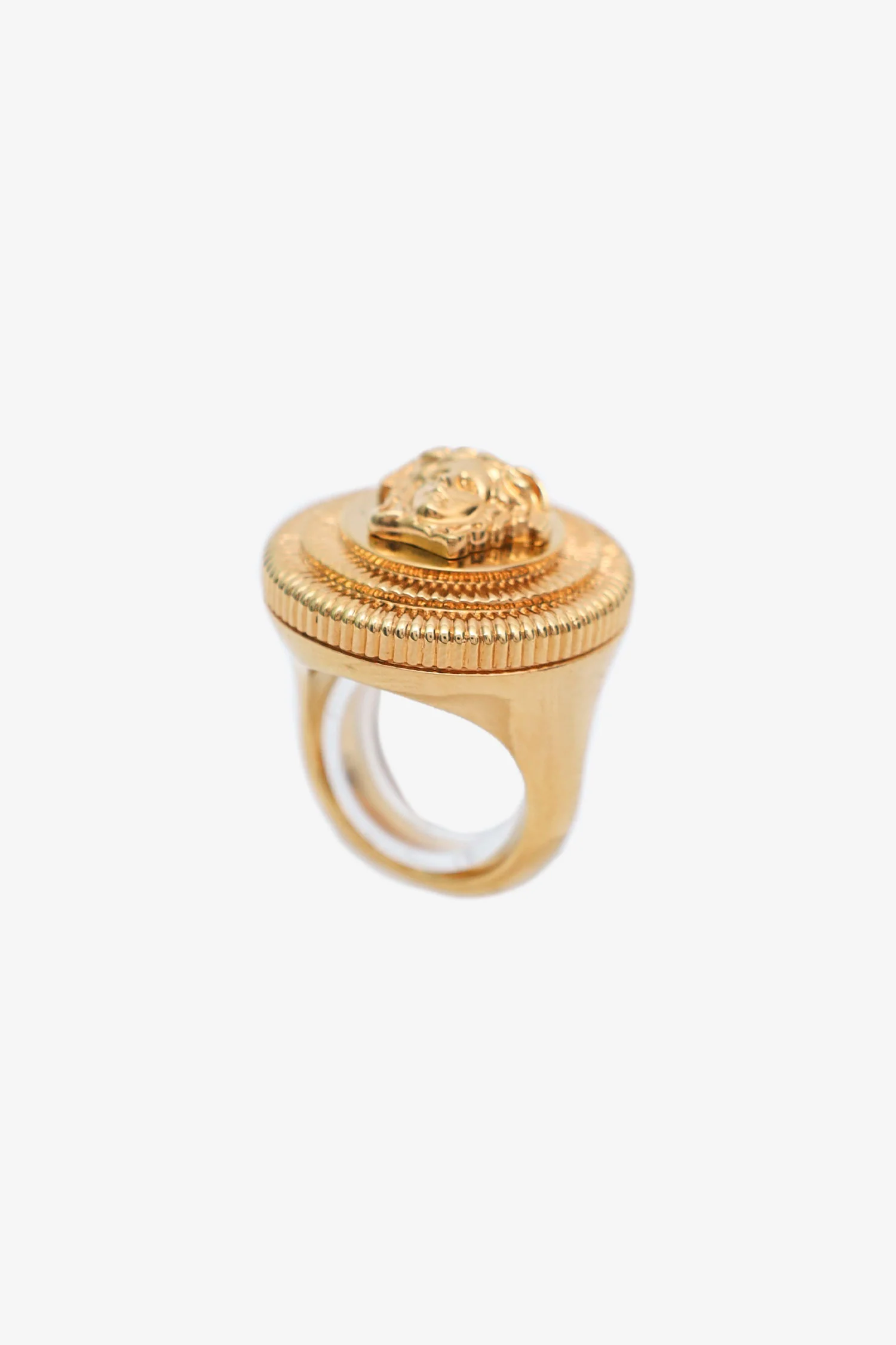Versace Gold Tone Medusa Signet Ring