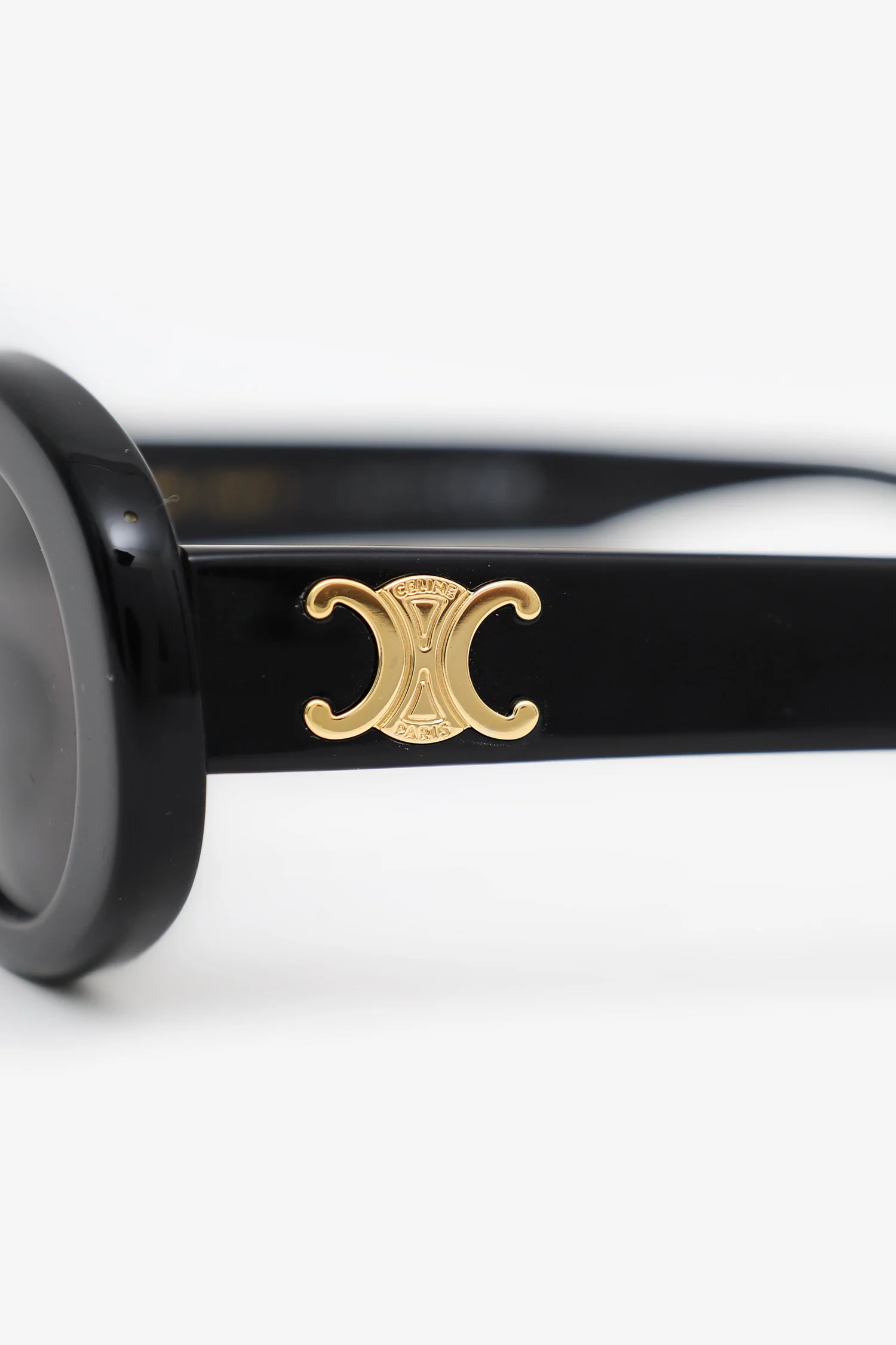 Celine Black Frame Triomphe Oval Sunglasses