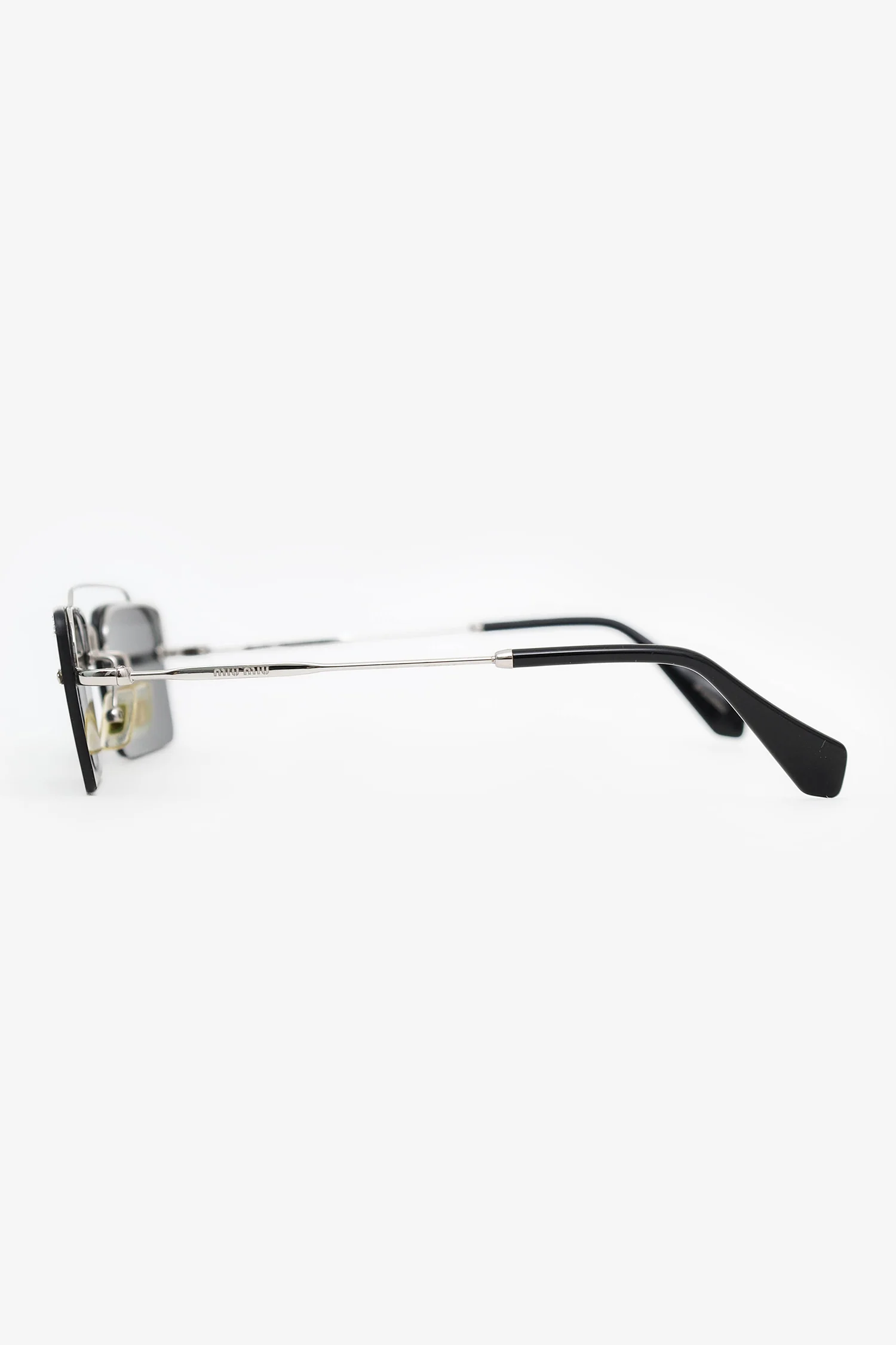 Miu Miu Silver Frame Embellished Skinny Square Sunglasses