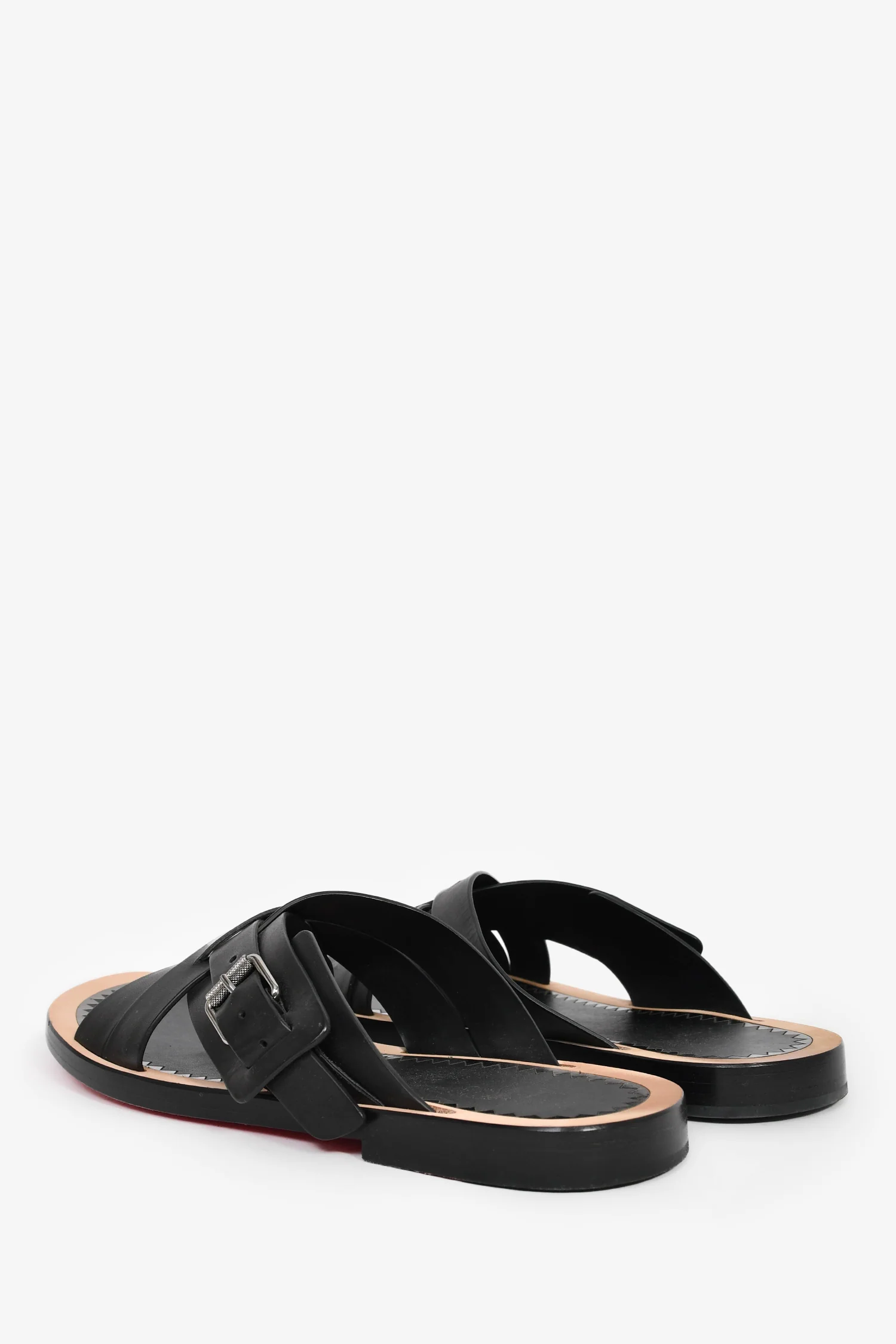 Christian Louboutin Black Leather 'Emir' Flat Sandals Size 42 Mens