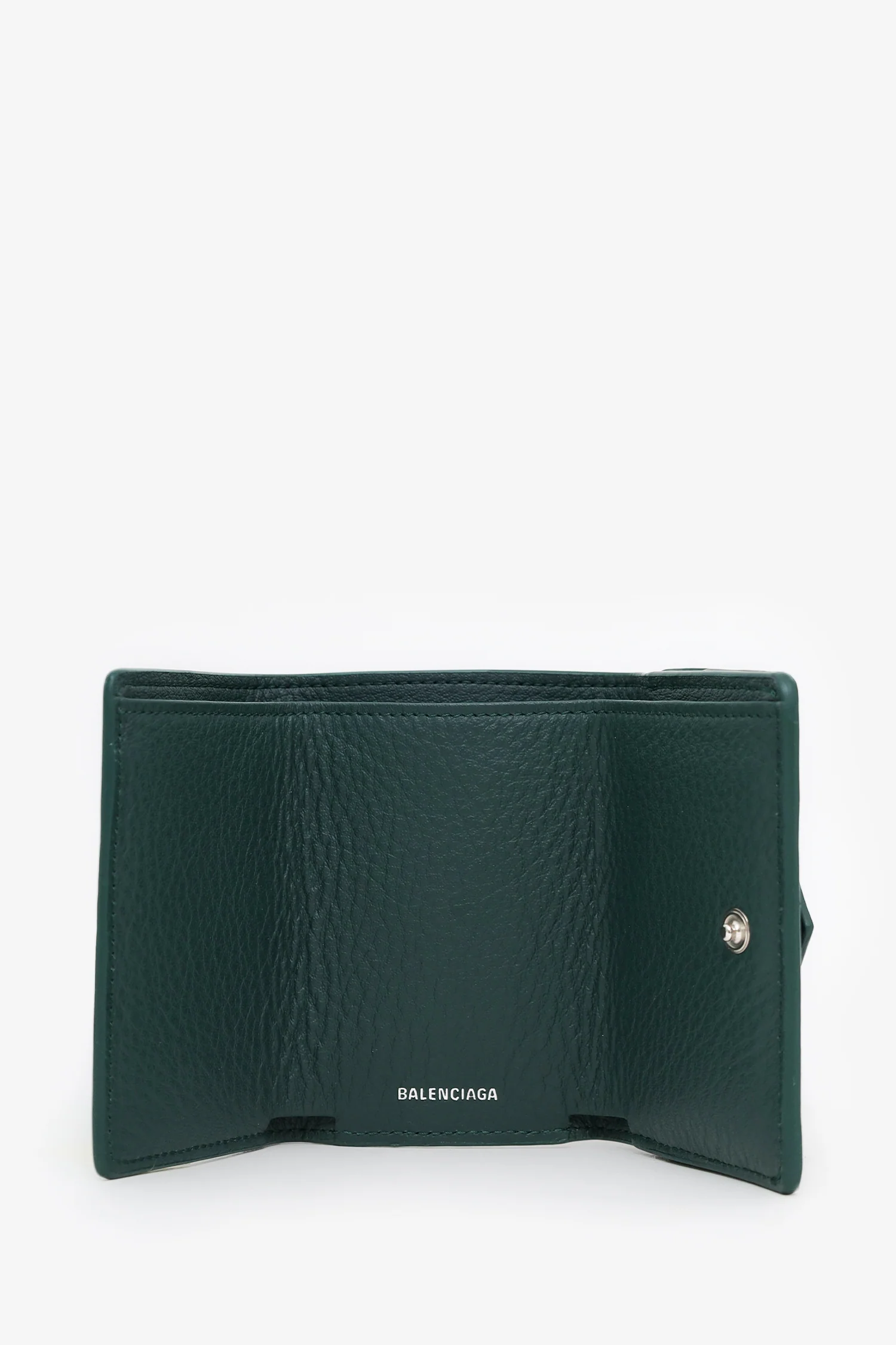 Balenciaga Green Leather Papier Mini Compact Wallet