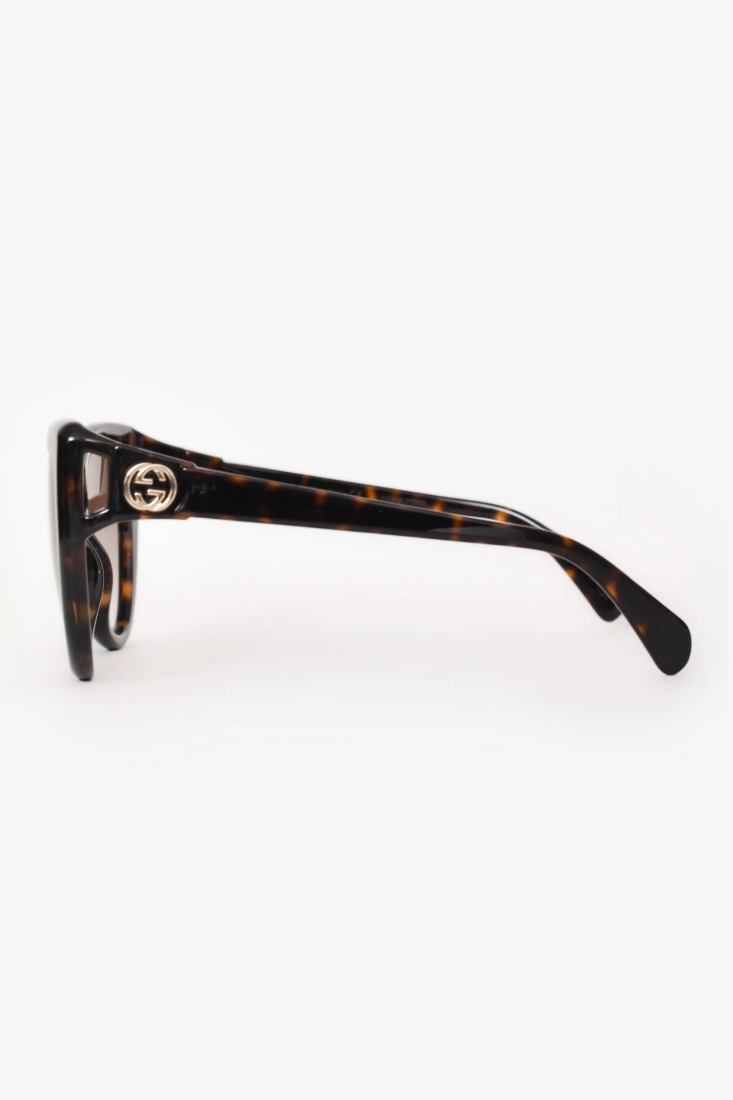 Gucci Dark Brown Tortoise GG Handle Sunglasses