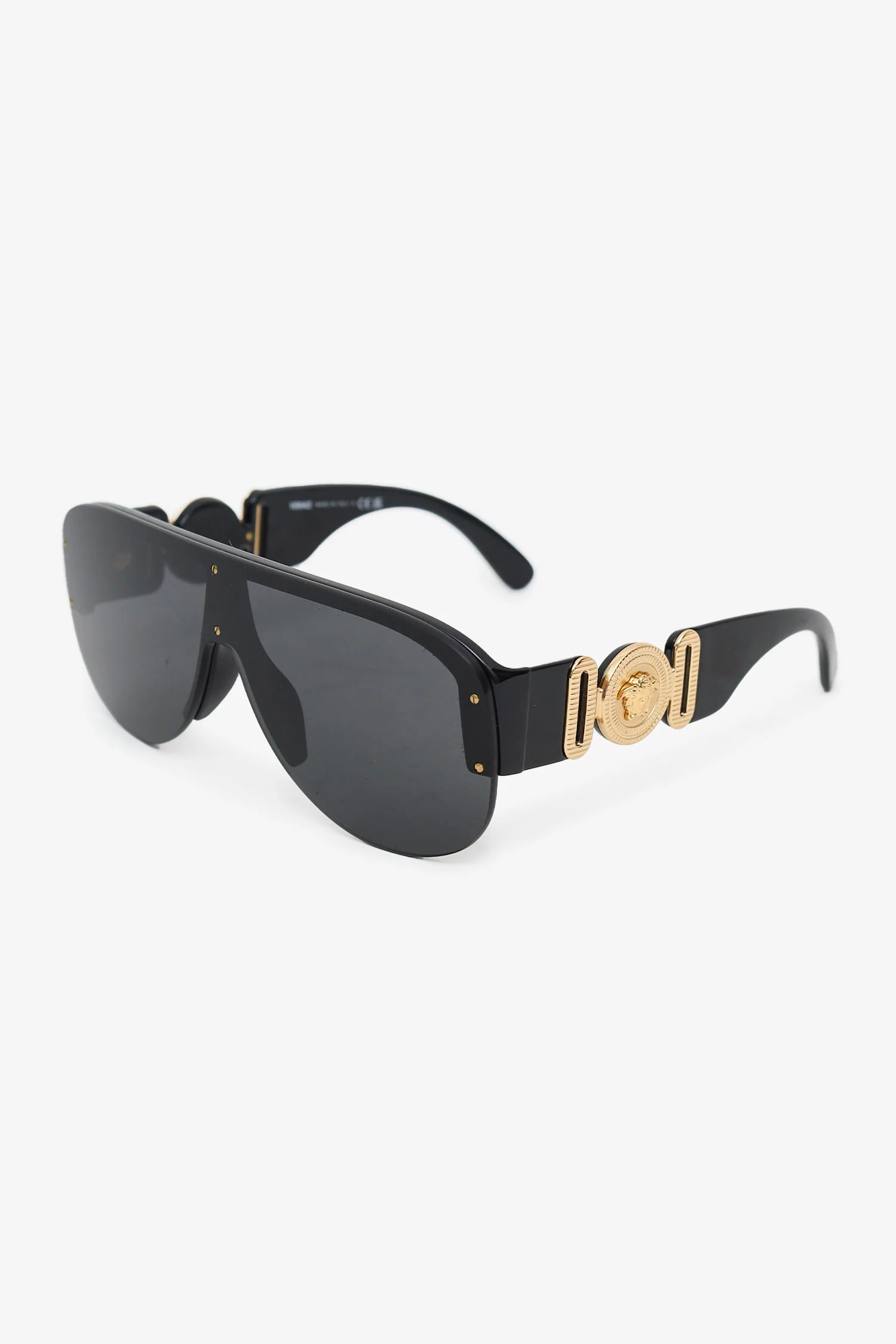 Versace Black Frame Medusa Biggie Shield Sunglasses