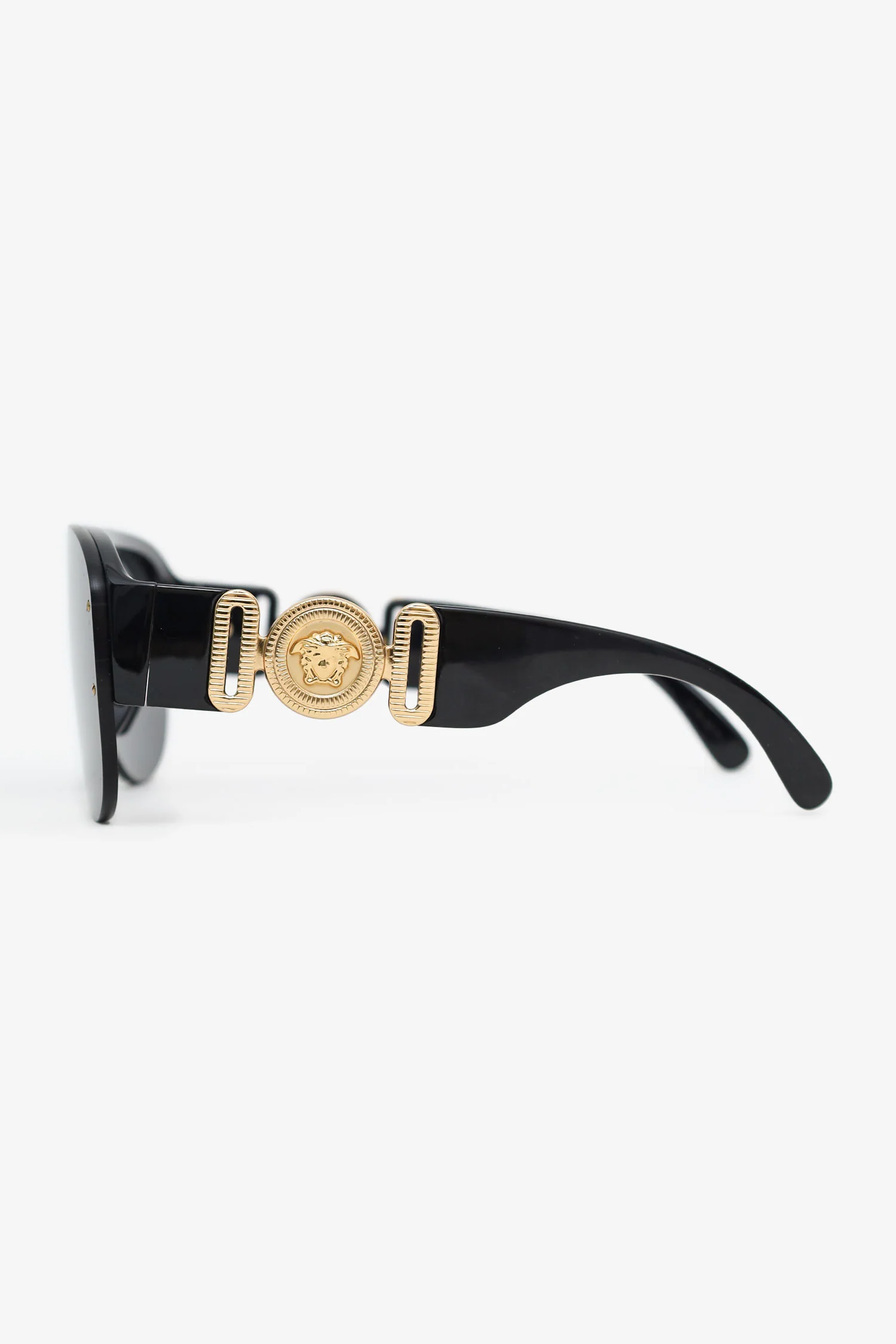 Versace Black Frame Medusa Biggie Shield Sunglasses