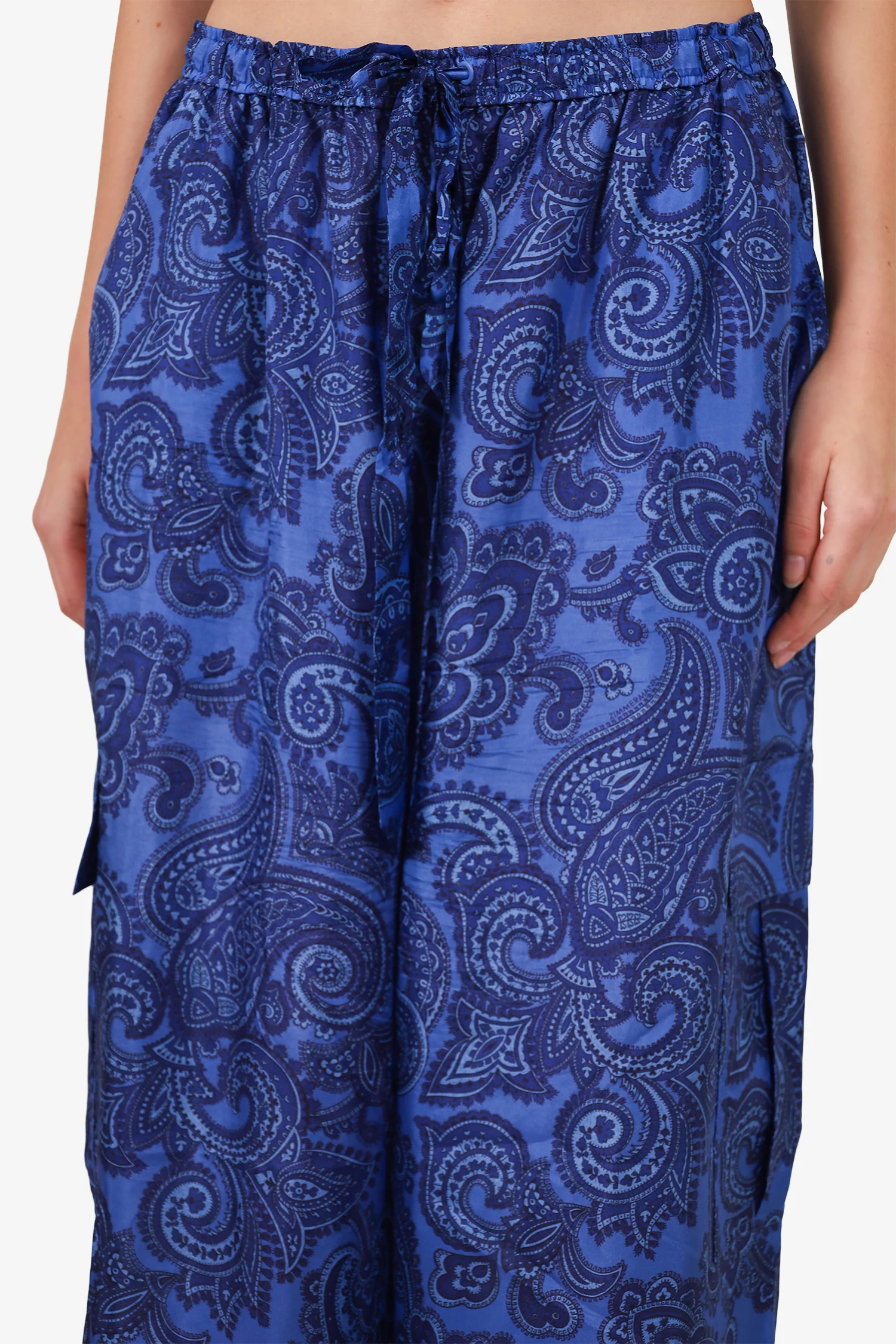 Zimmermann Blue Silk 'Ottie' Wide Leg Pants Size 4