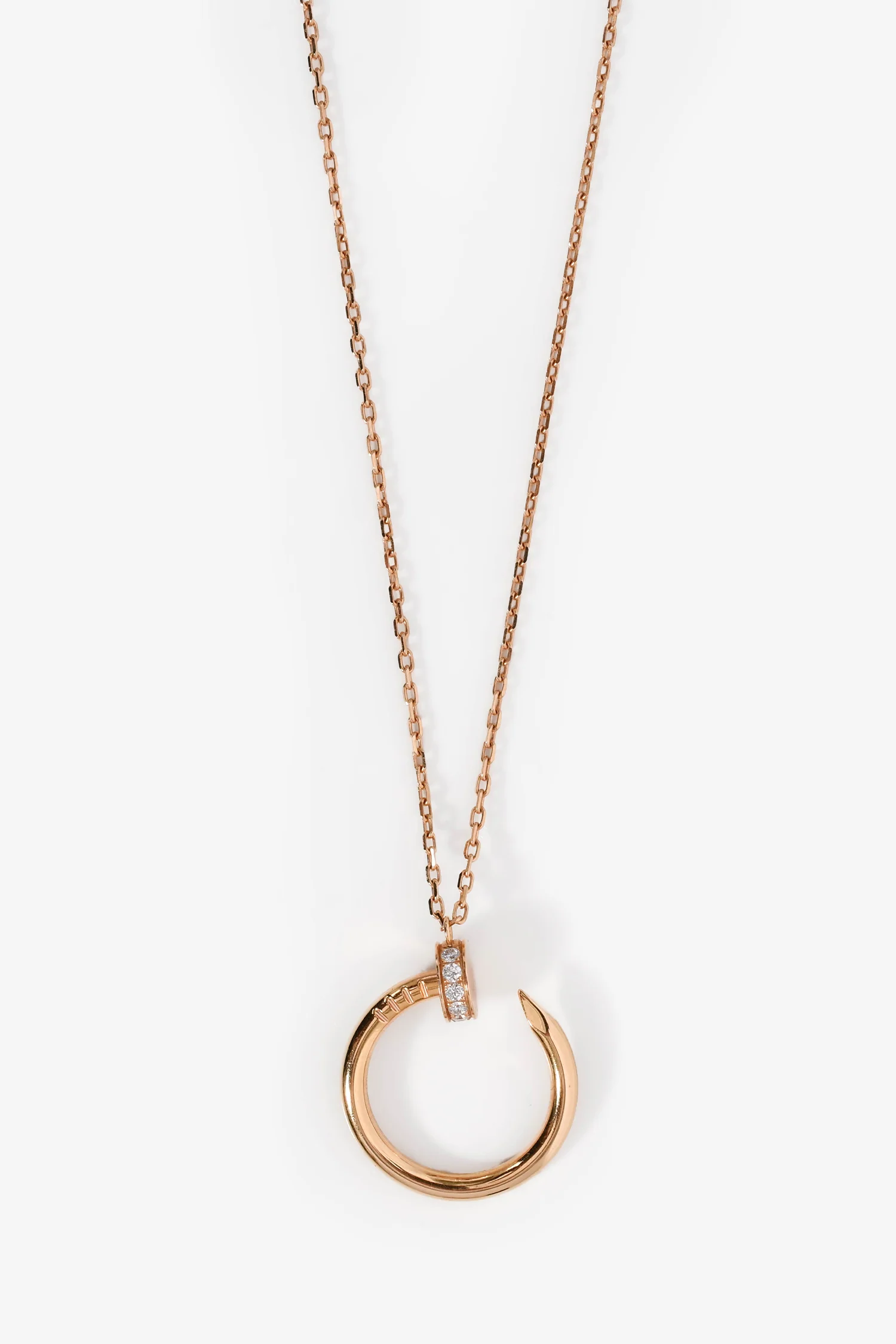 Cartier 18K Rose Gold Brilliant Diamonds Just un Clou Pendant Necklace