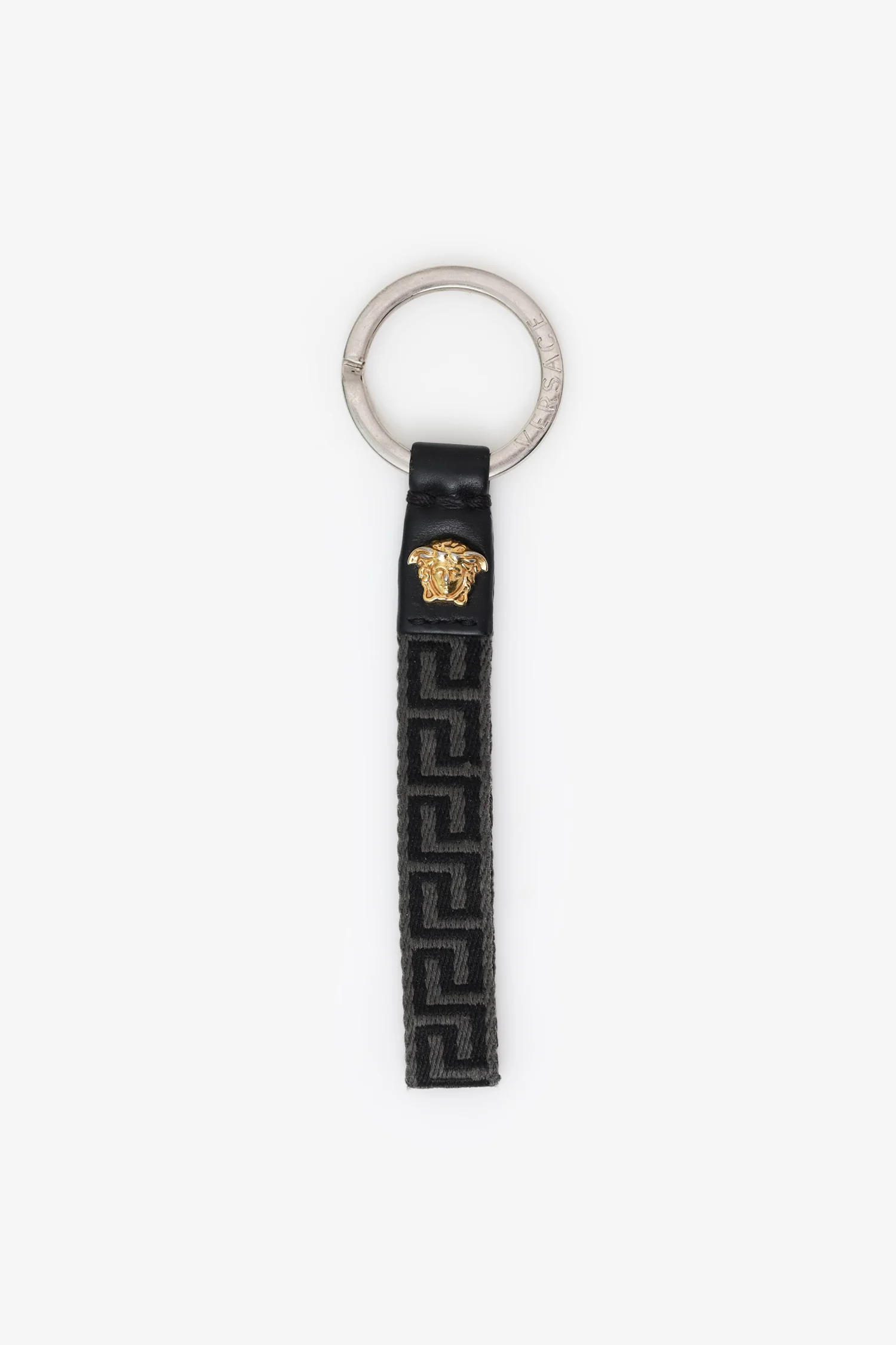 Versace Black/Grey 'Greca' Keychain