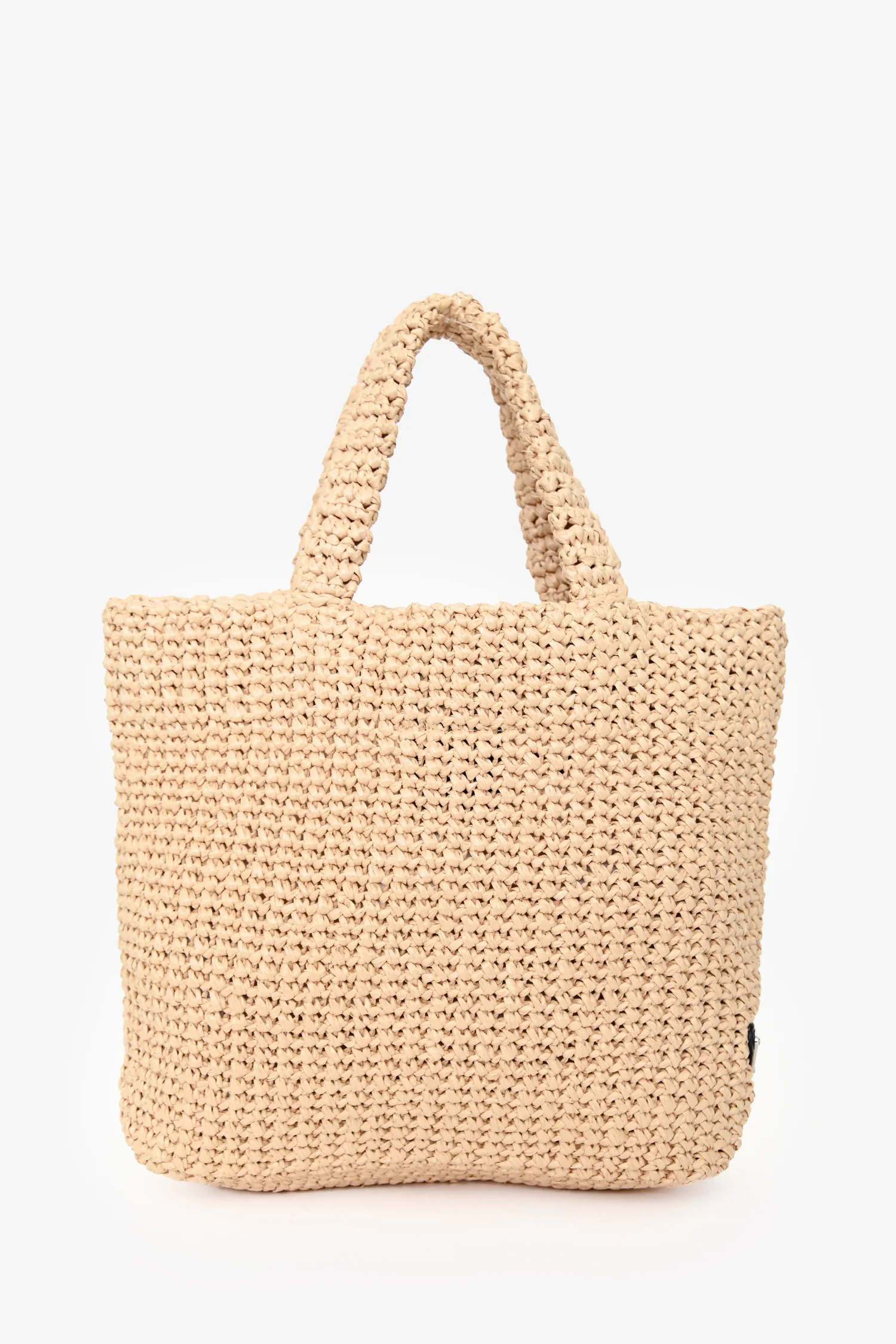 Prada Beige Raffia Logo-Embroidered Crochet Small Tote Bag