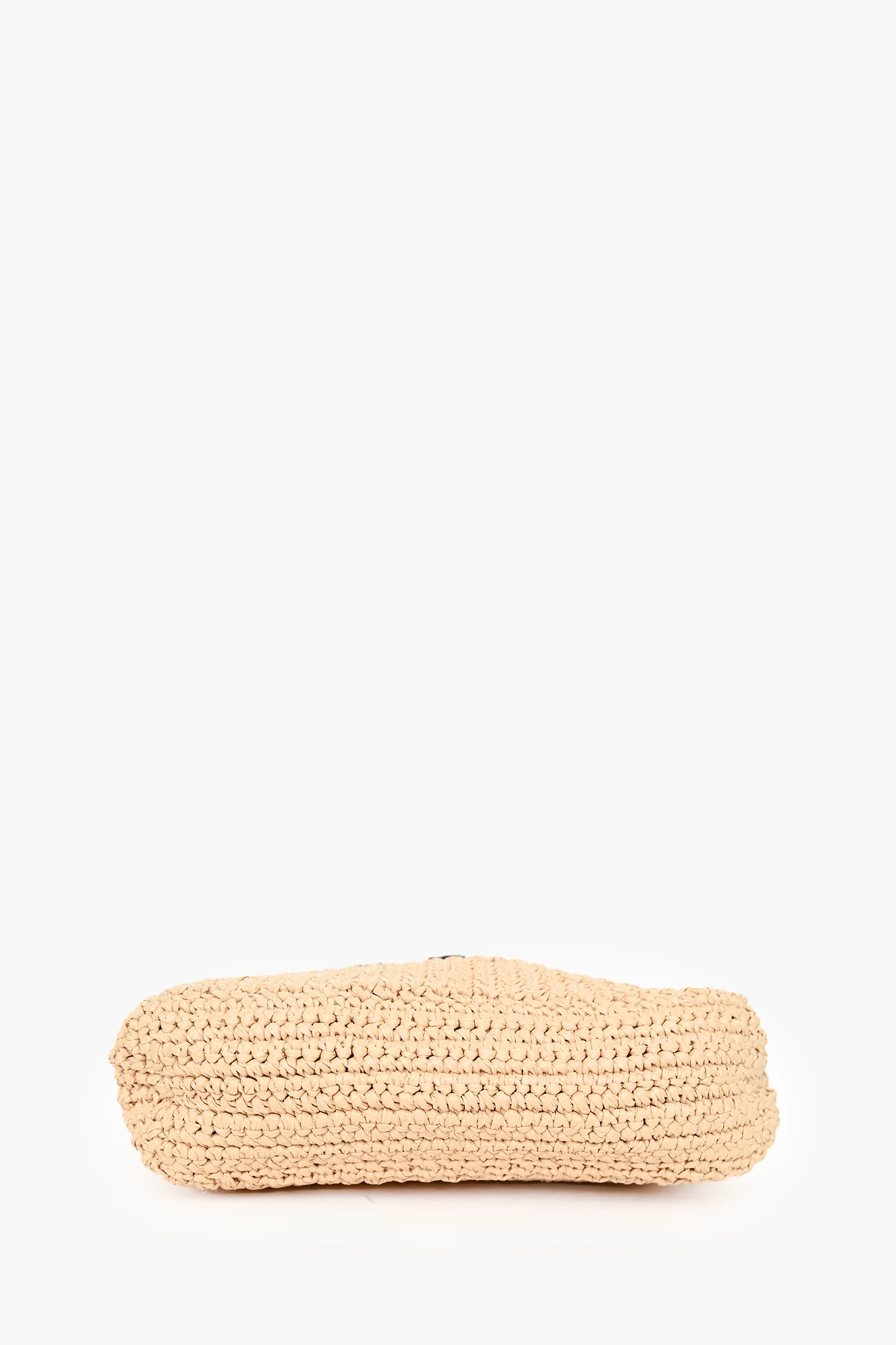 Prada Beige Raffia Logo-Embroidered Crochet Small Tote Bag