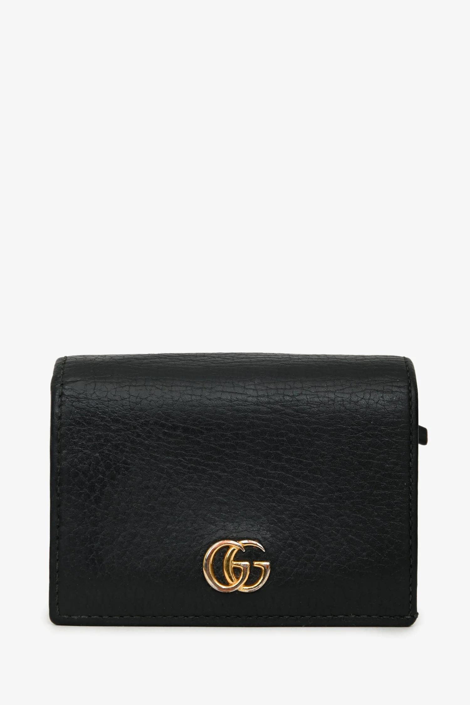 Gucci Black Grained Leather GG Marmont Bi-Fold Wallet