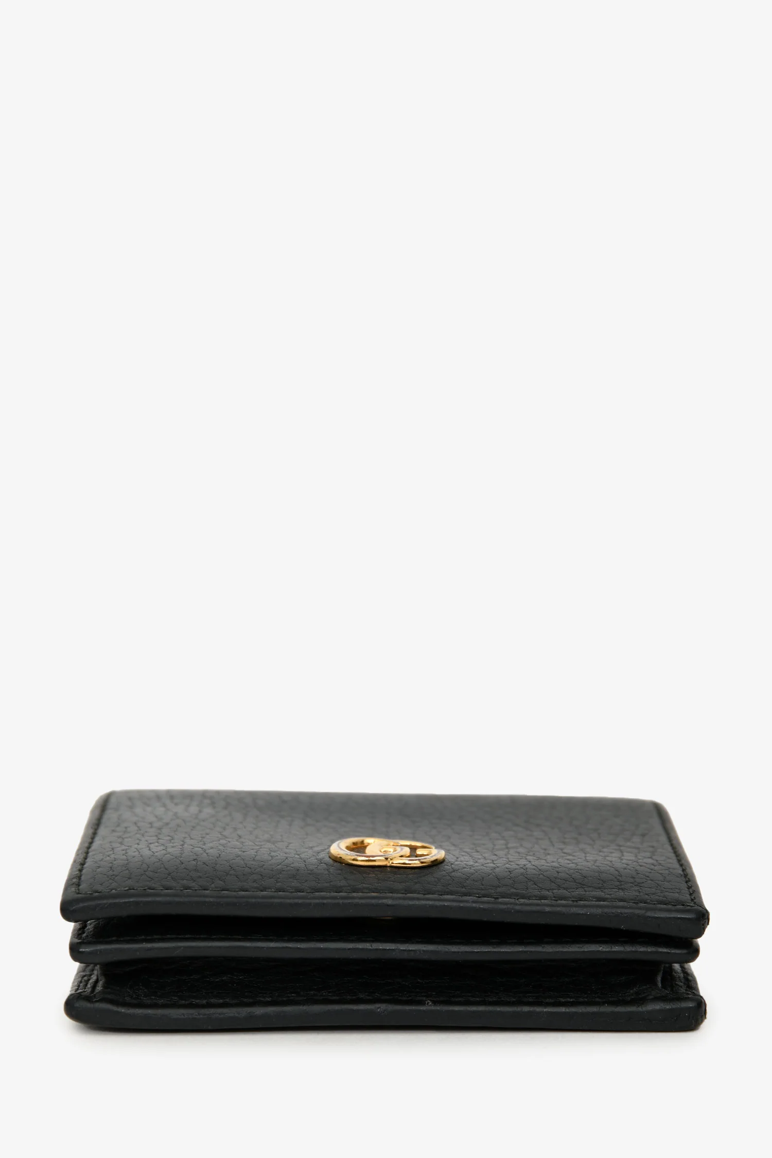 Gucci Black Grained Leather GG Marmont Bi-Fold Wallet