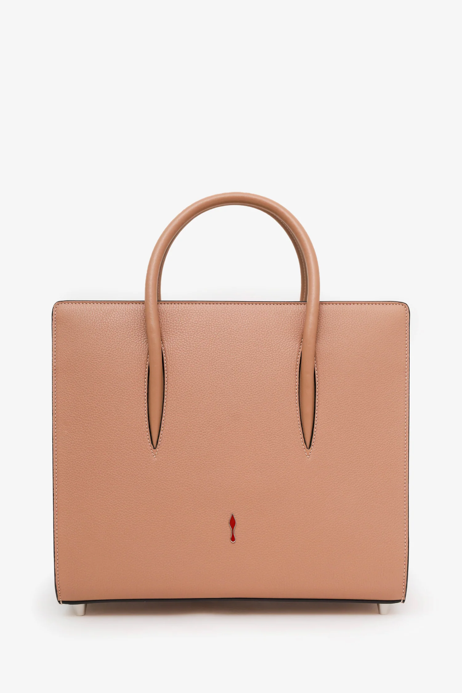 Christian Louboutin Blush Studded Leather Medium Paloma Top Handle With Strap