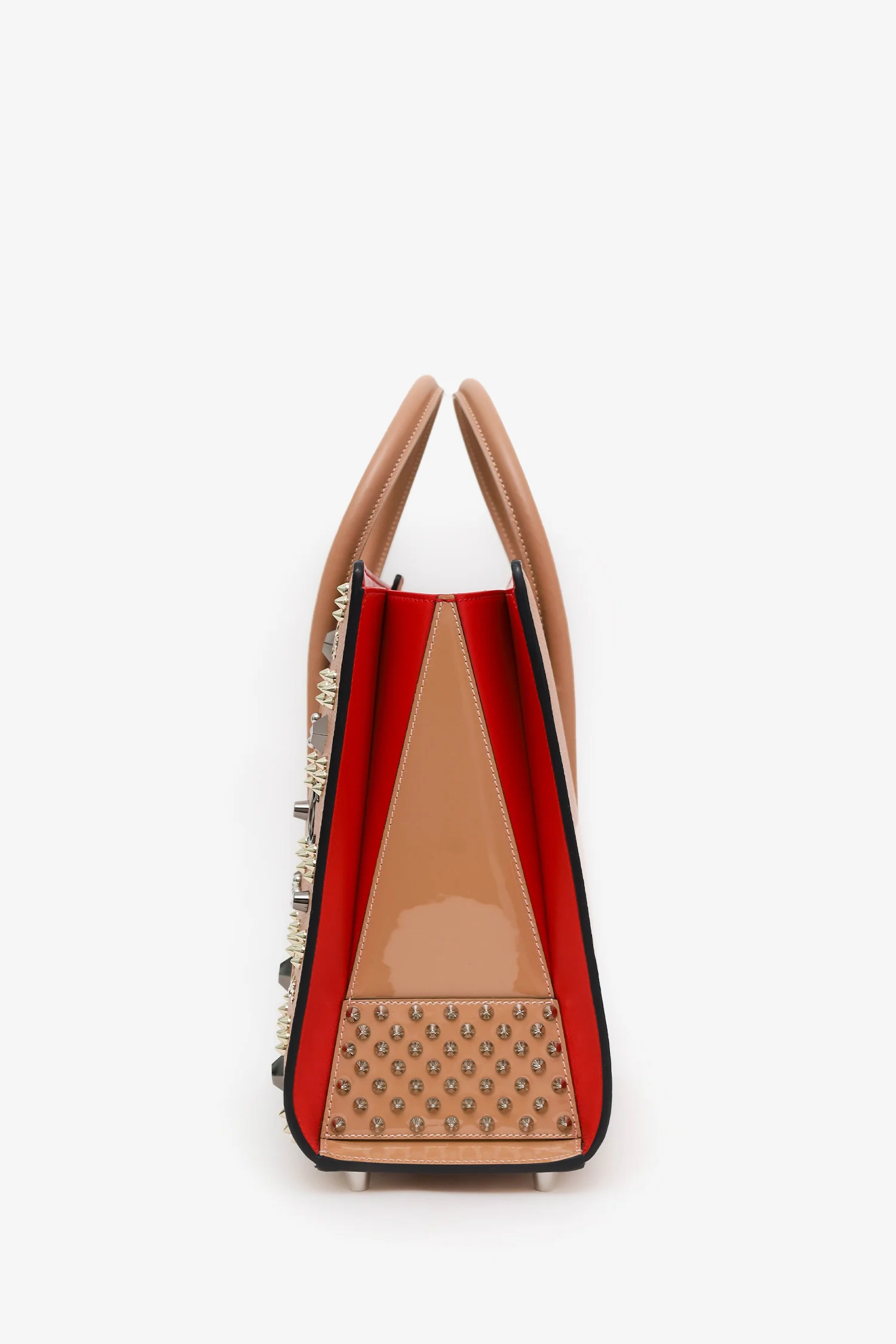 Christian Louboutin Blush Studded Leather Medium Paloma Top Handle With Strap