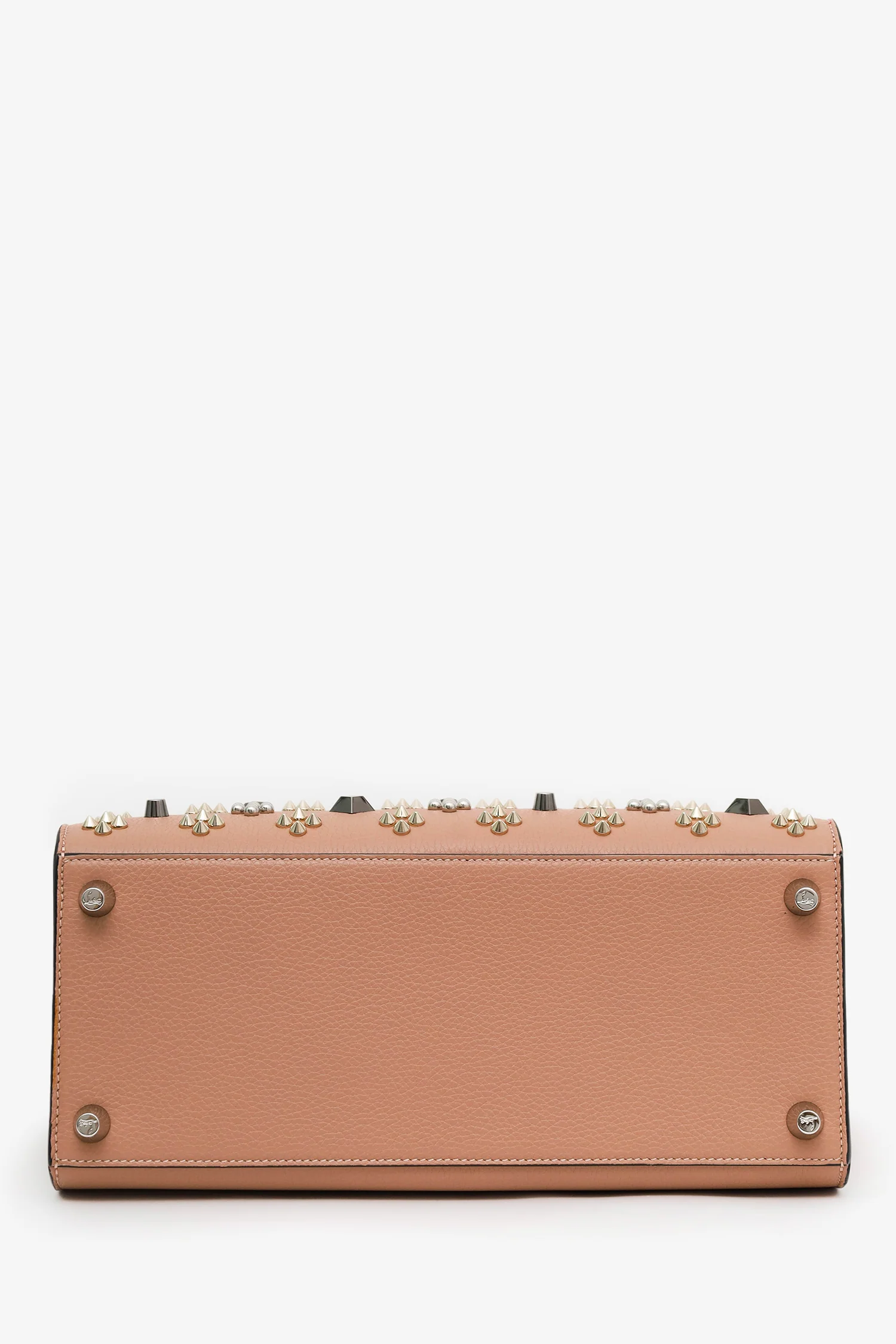Christian Louboutin Blush Studded Leather Medium Paloma Top Handle With Strap
