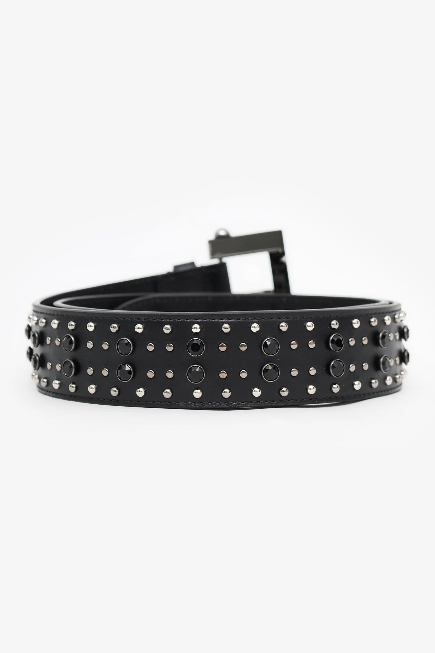 Versace Black Leather Studded Belt Size 39
