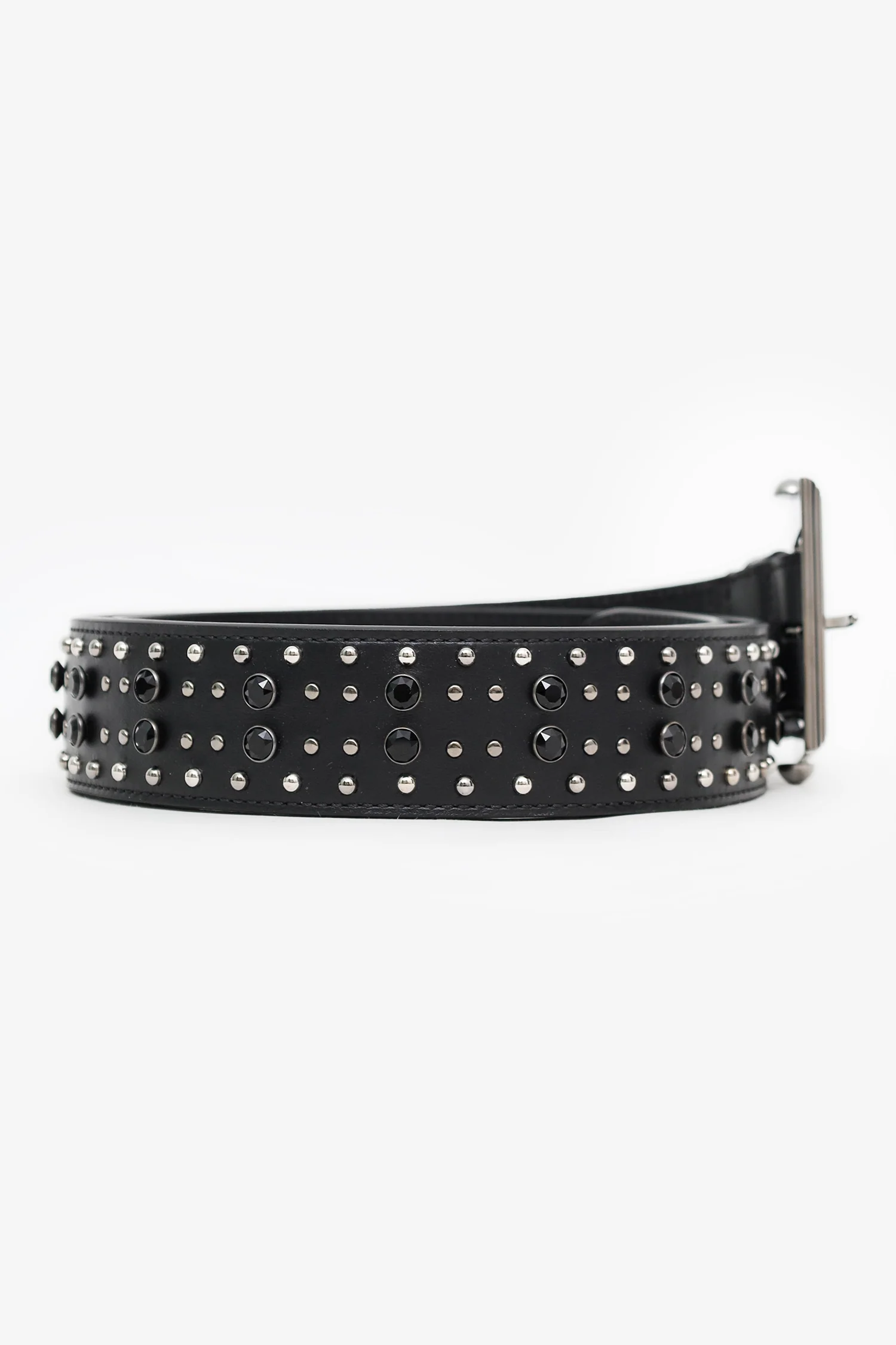 Versace Black Leather Studded Belt Size 39