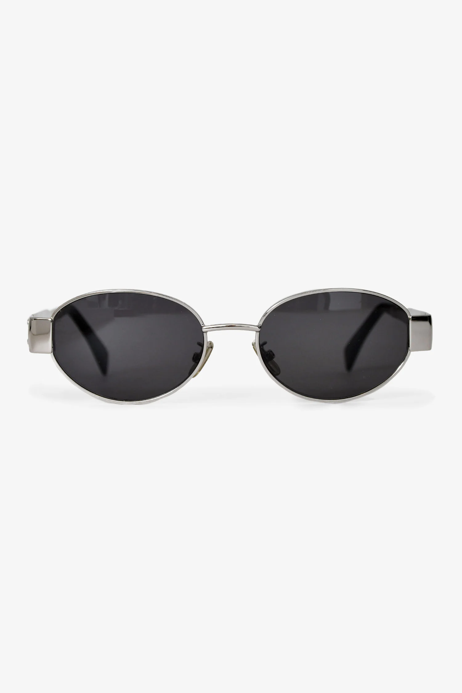 Celine Silver Metal Triomphe 01 Oval Sunglasses