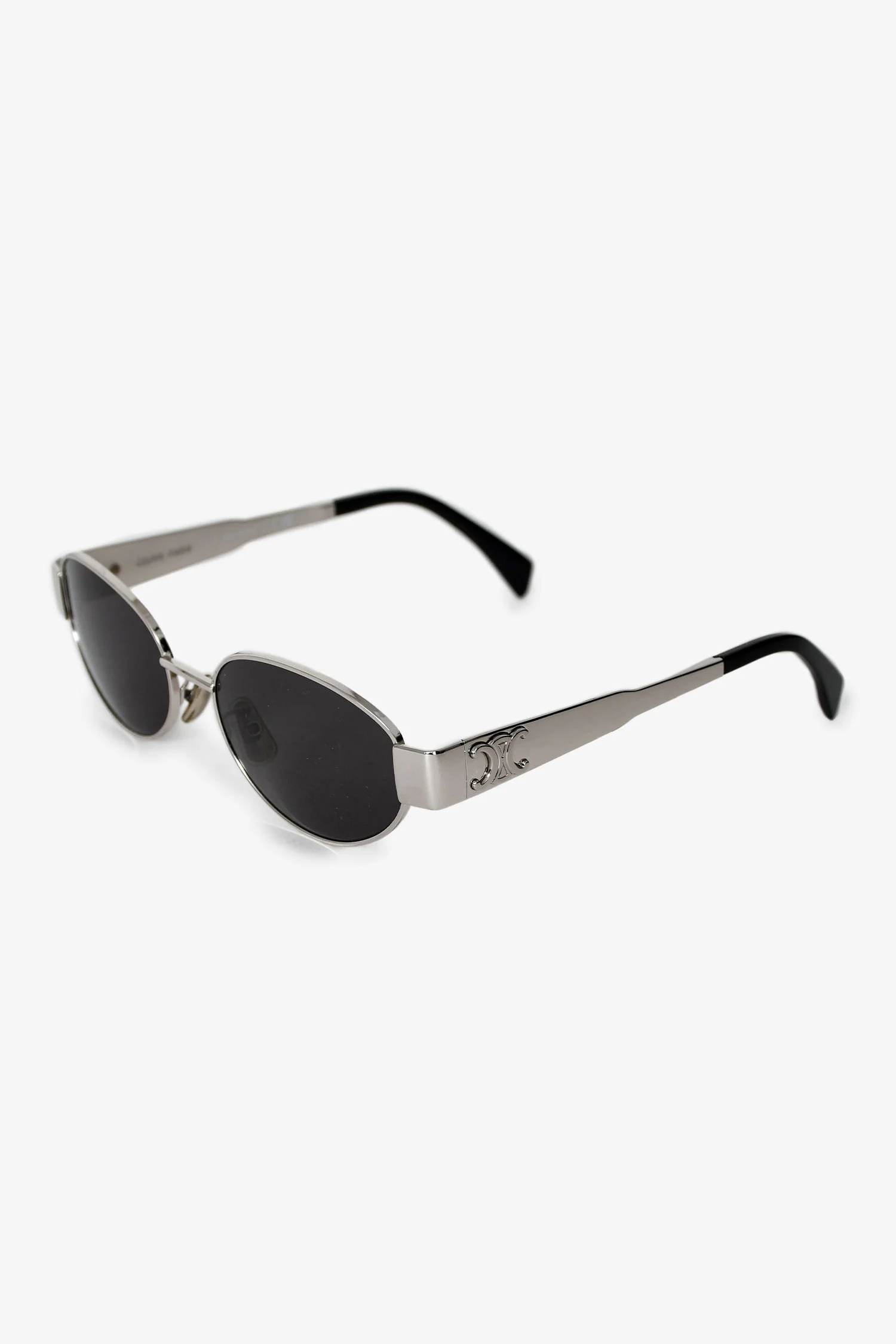 Celine Silver Metal Triomphe 01 Oval Sunglasses