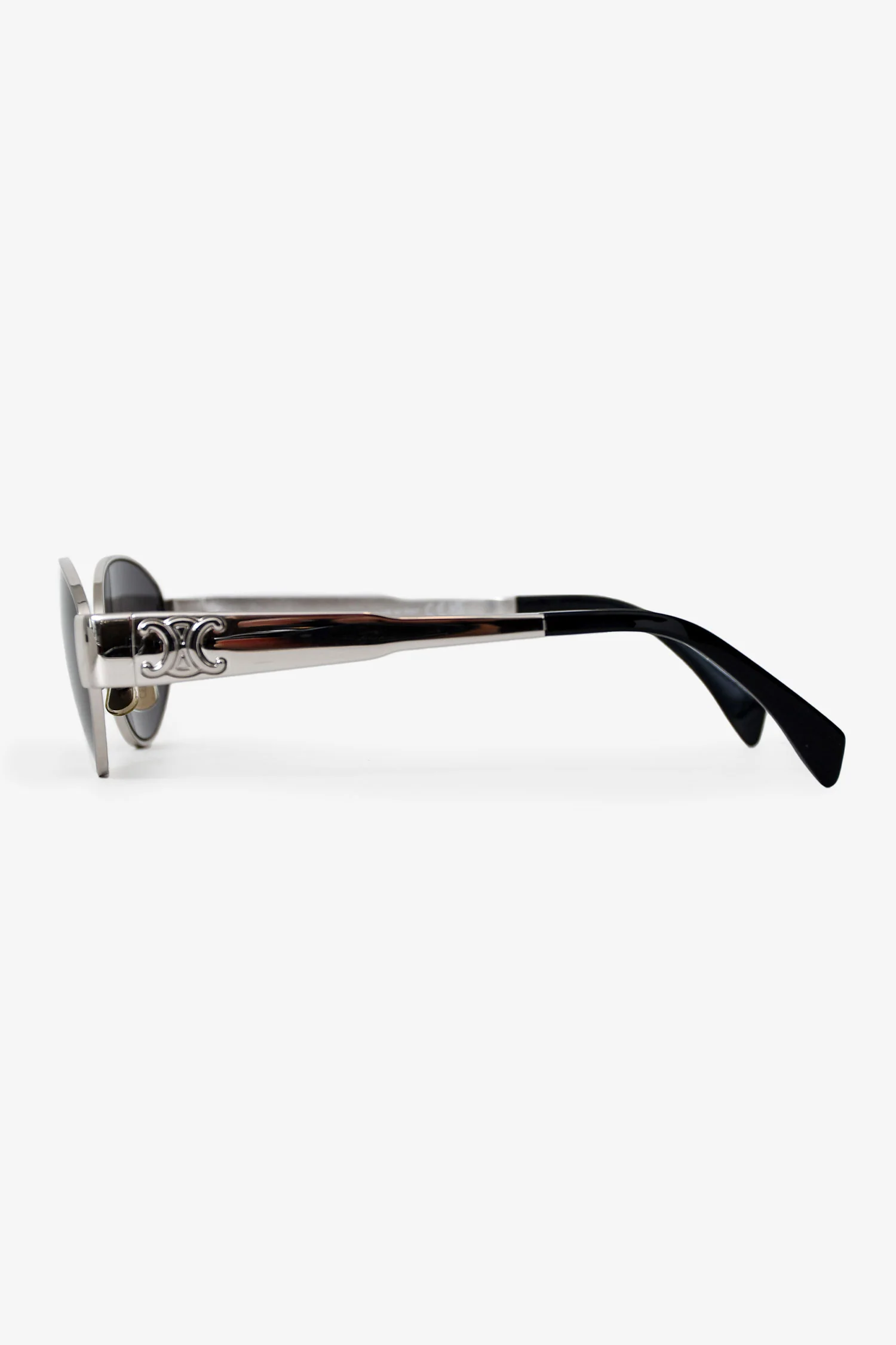 Celine Silver Metal Triomphe 01 Oval Sunglasses