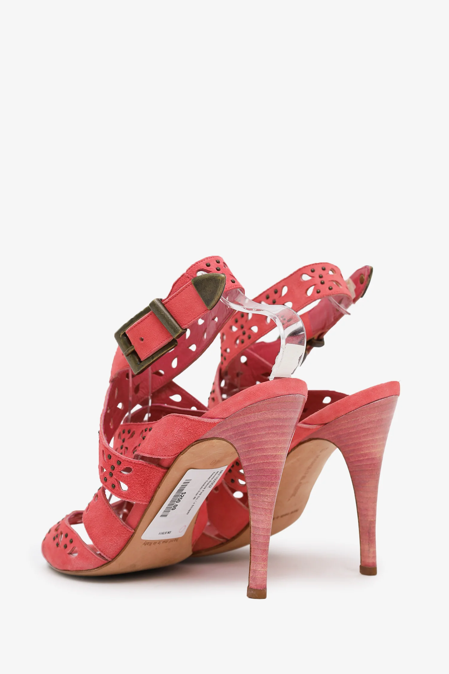 Manolo Blahnik Pink Suede Strappy Heeled Sandals Size 40