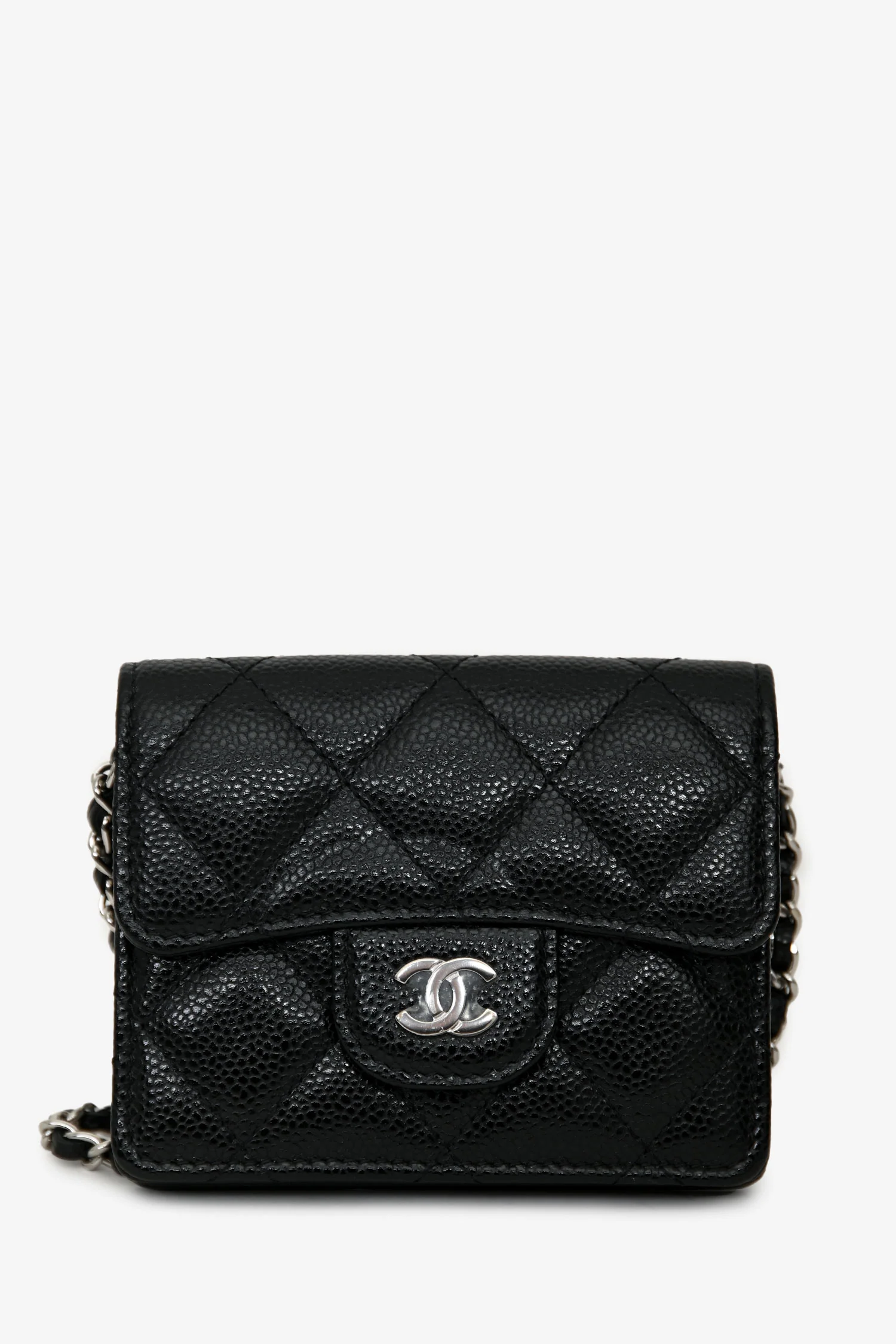 Pre-Loved Chanel™ 2019-2020 Black Caviar Leather Cardholder On Chain
