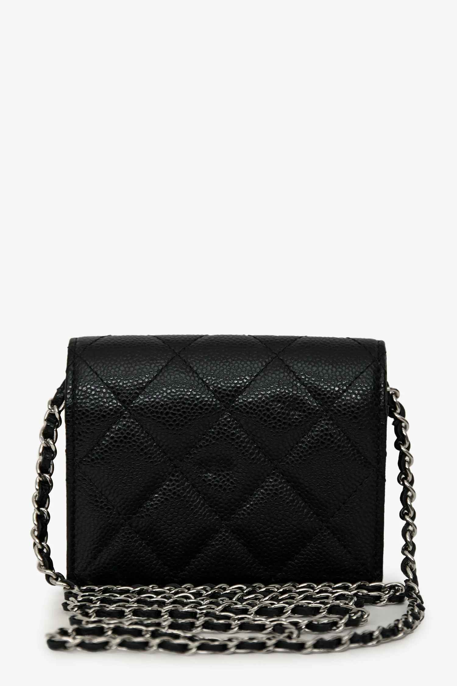 Pre-Loved Chanel™ 2019-2020 Black Caviar Leather Cardholder On Chain