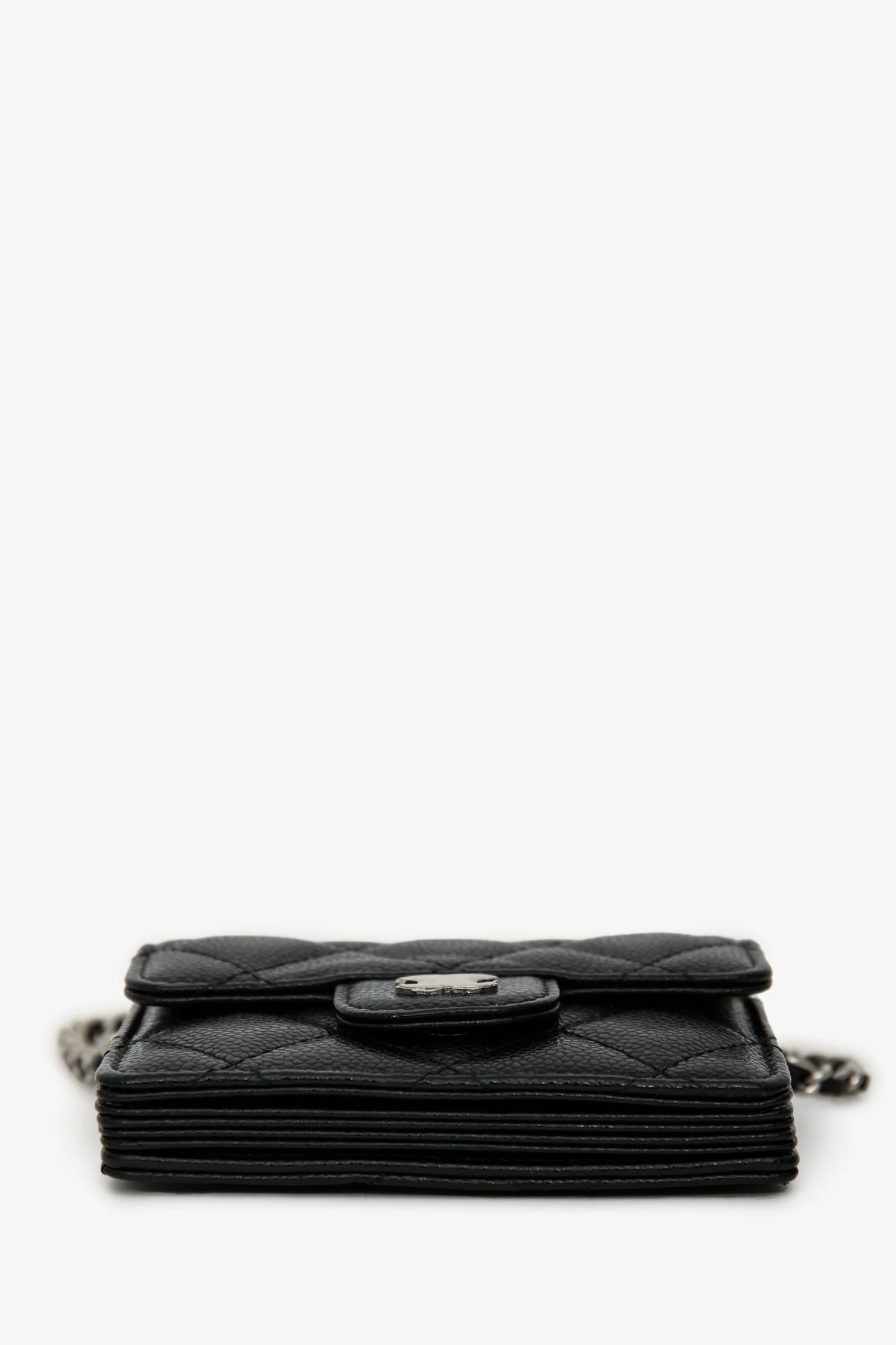 Pre-Loved Chanel™ 2019-2020 Black Caviar Leather Cardholder On Chain