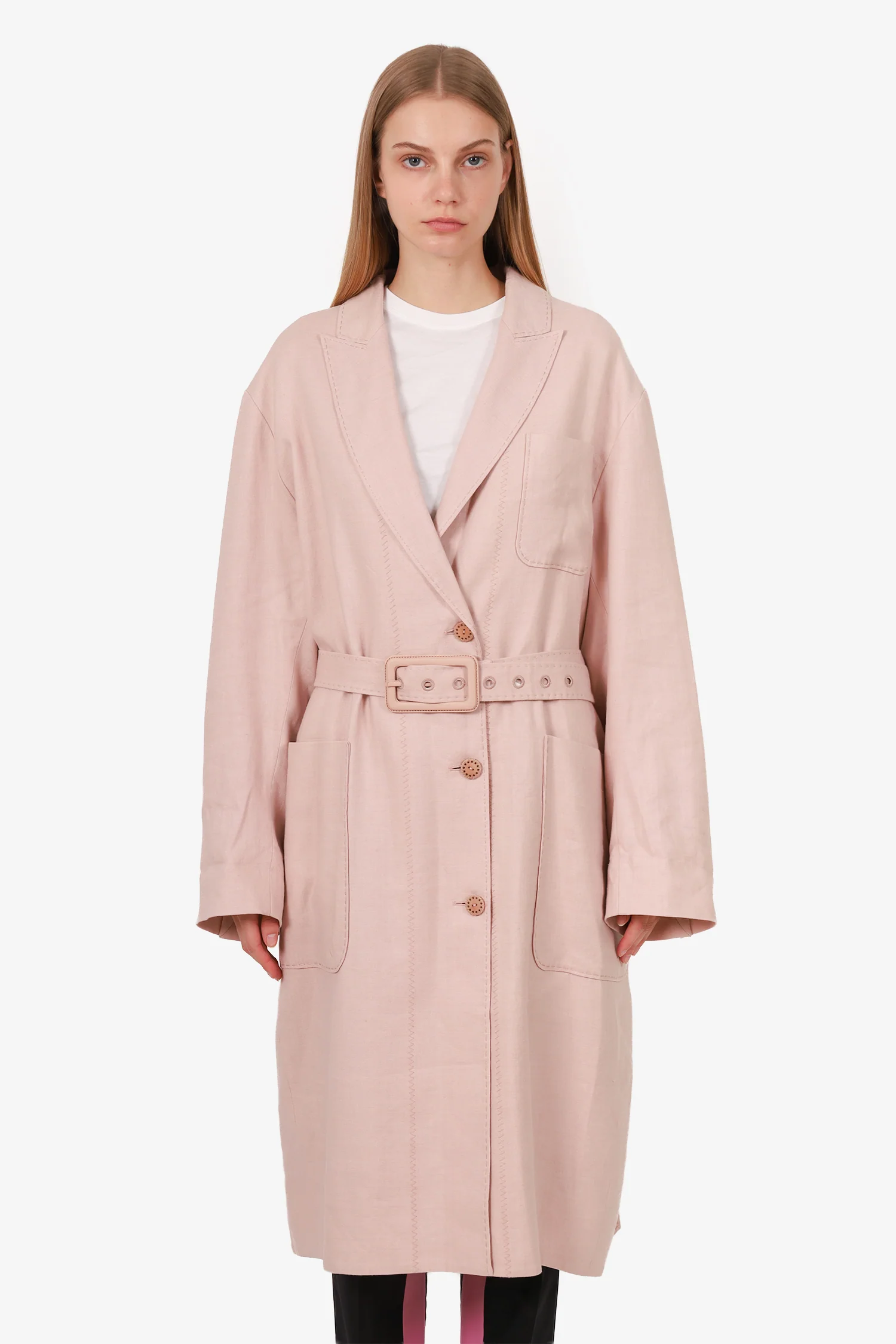 Zimmermann Pink Linen Blend Duster Coat Size 10