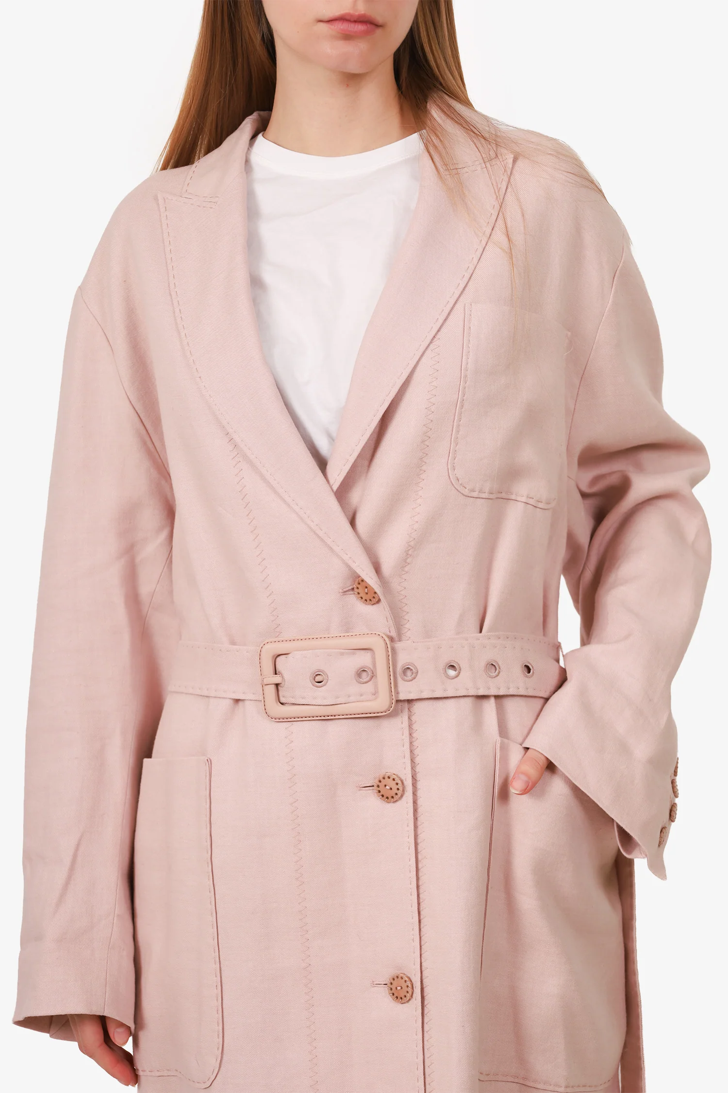 Zimmermann Pink Linen Blend Duster Coat Size 10
